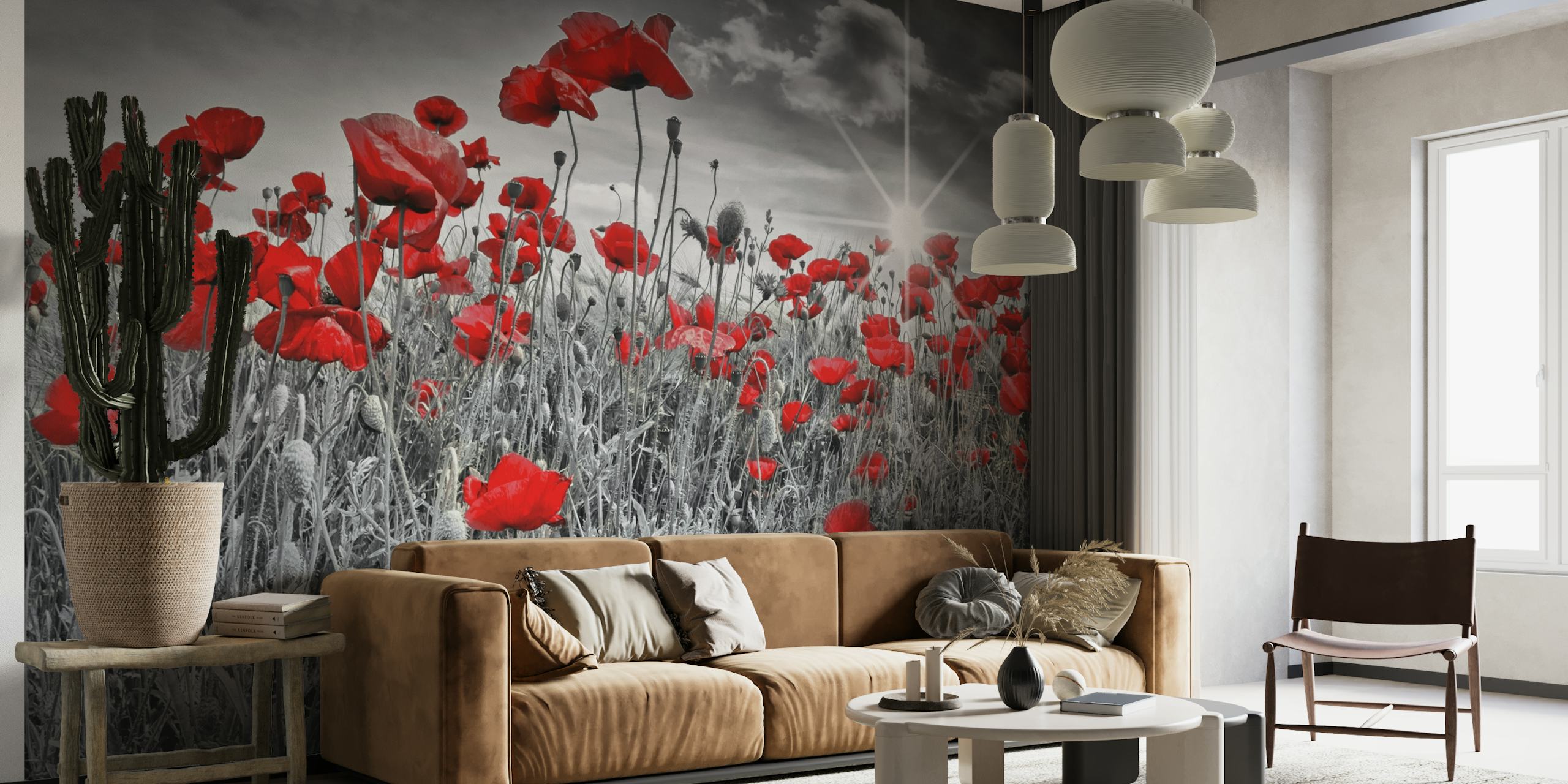 Idyllic Field of Poppies papel de parede