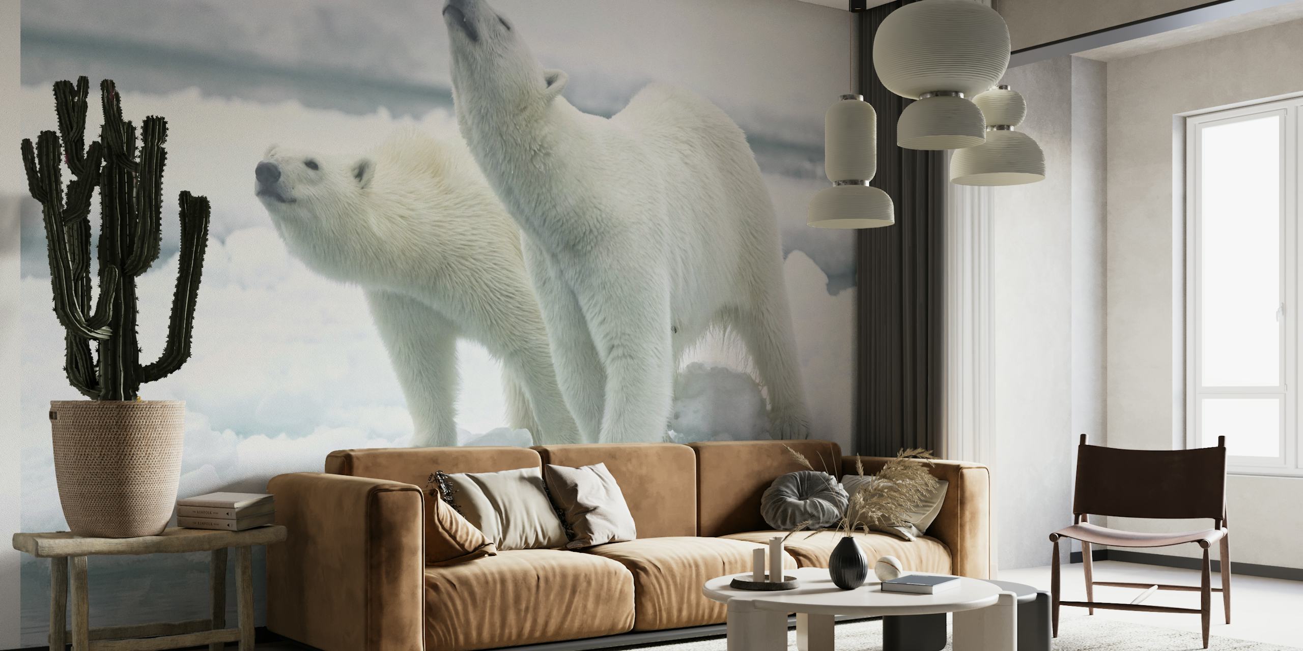 Polar bears  mother and son papiers peint
