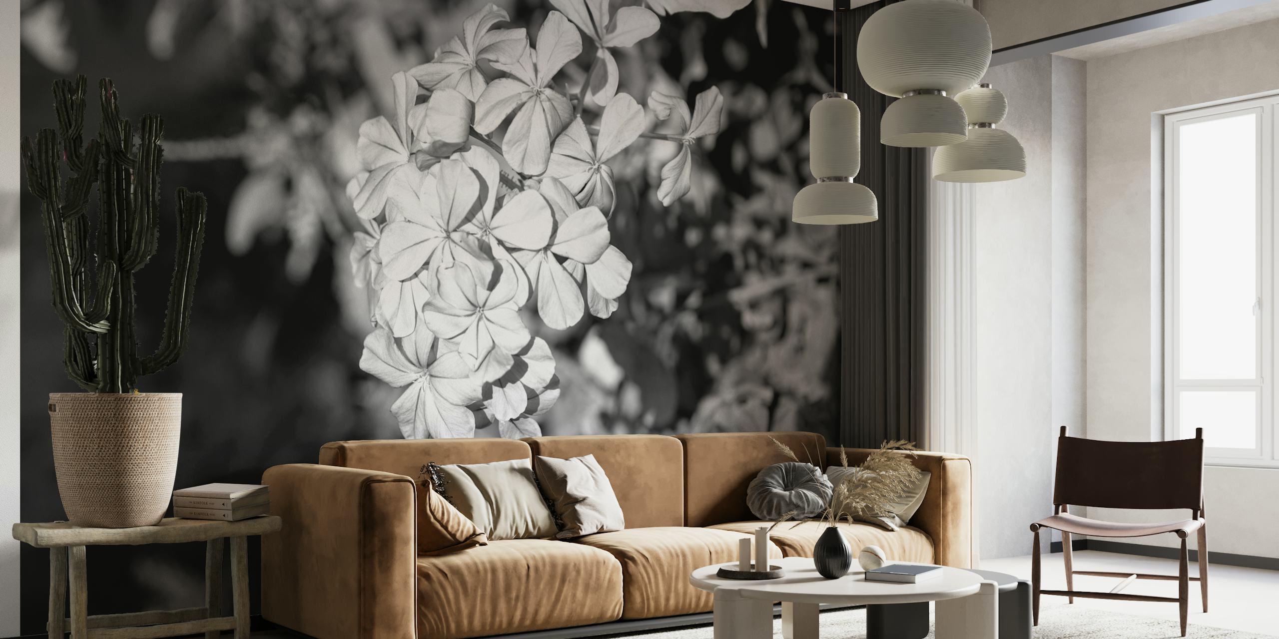 Fragipani Flowers Black White wallpaper