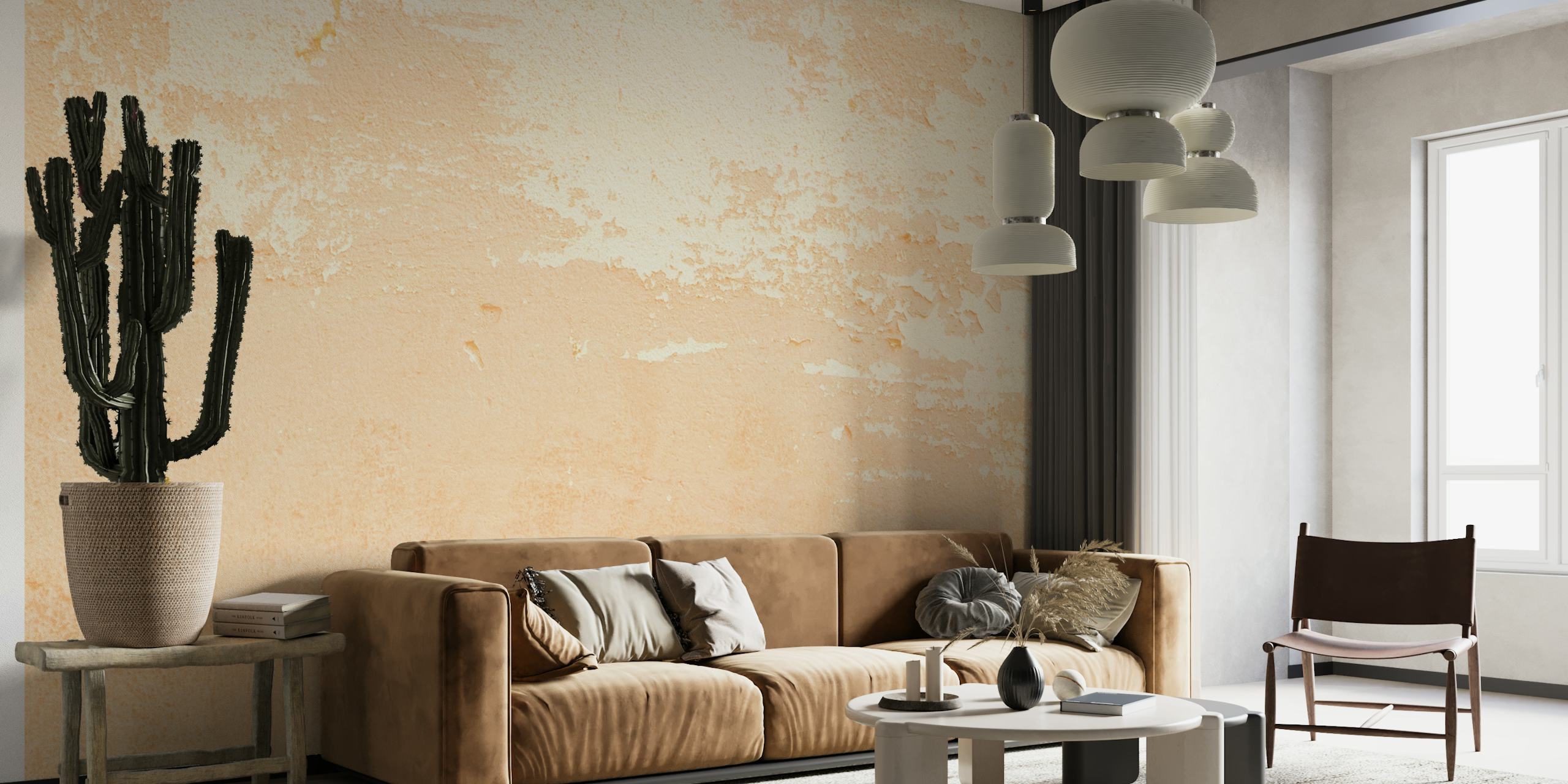Old Wall Light Blush textured wallpaper mural with warm tones