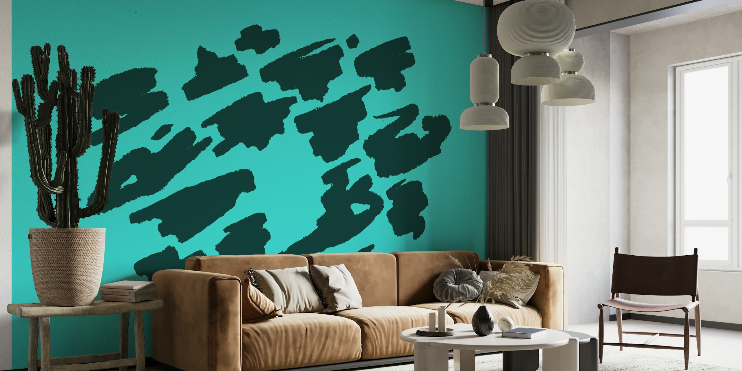 Bright Turquoise Modernist behang