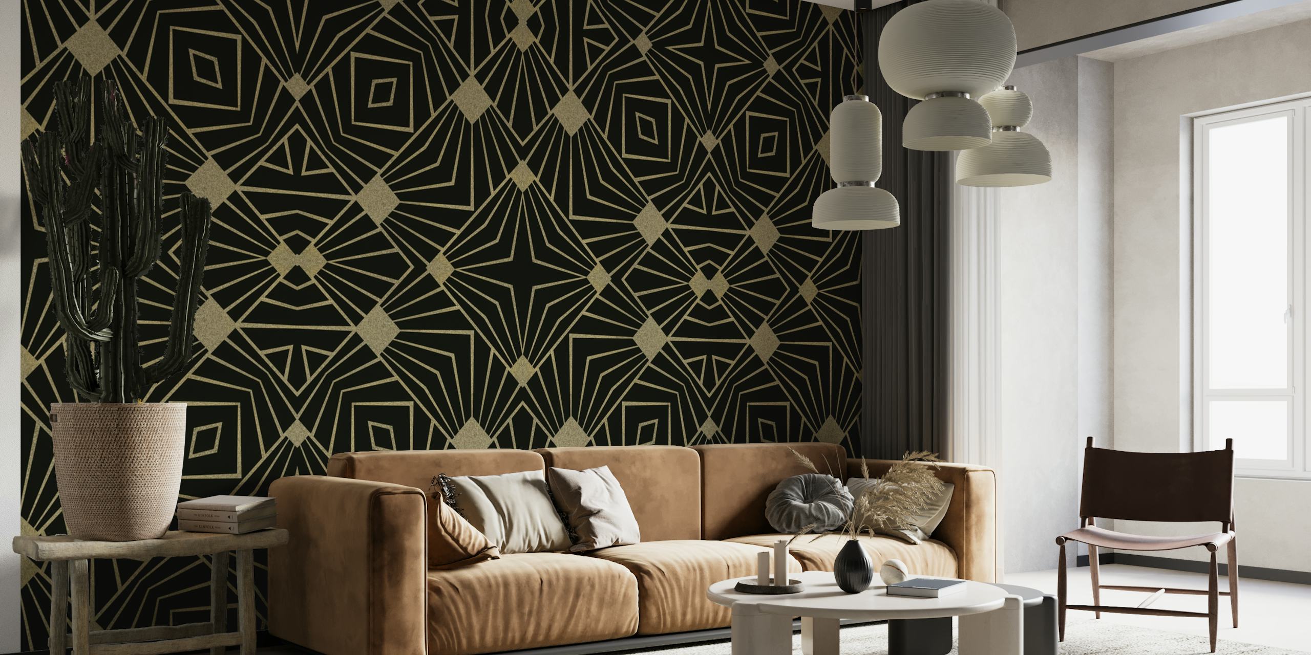 Black and gold sunburst art deco Pattern Wallpaper for Walls | Champagne  Toast