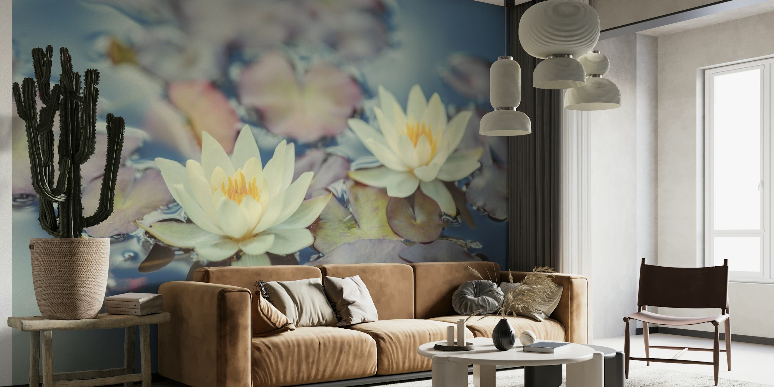Lotus in pond papel pintado