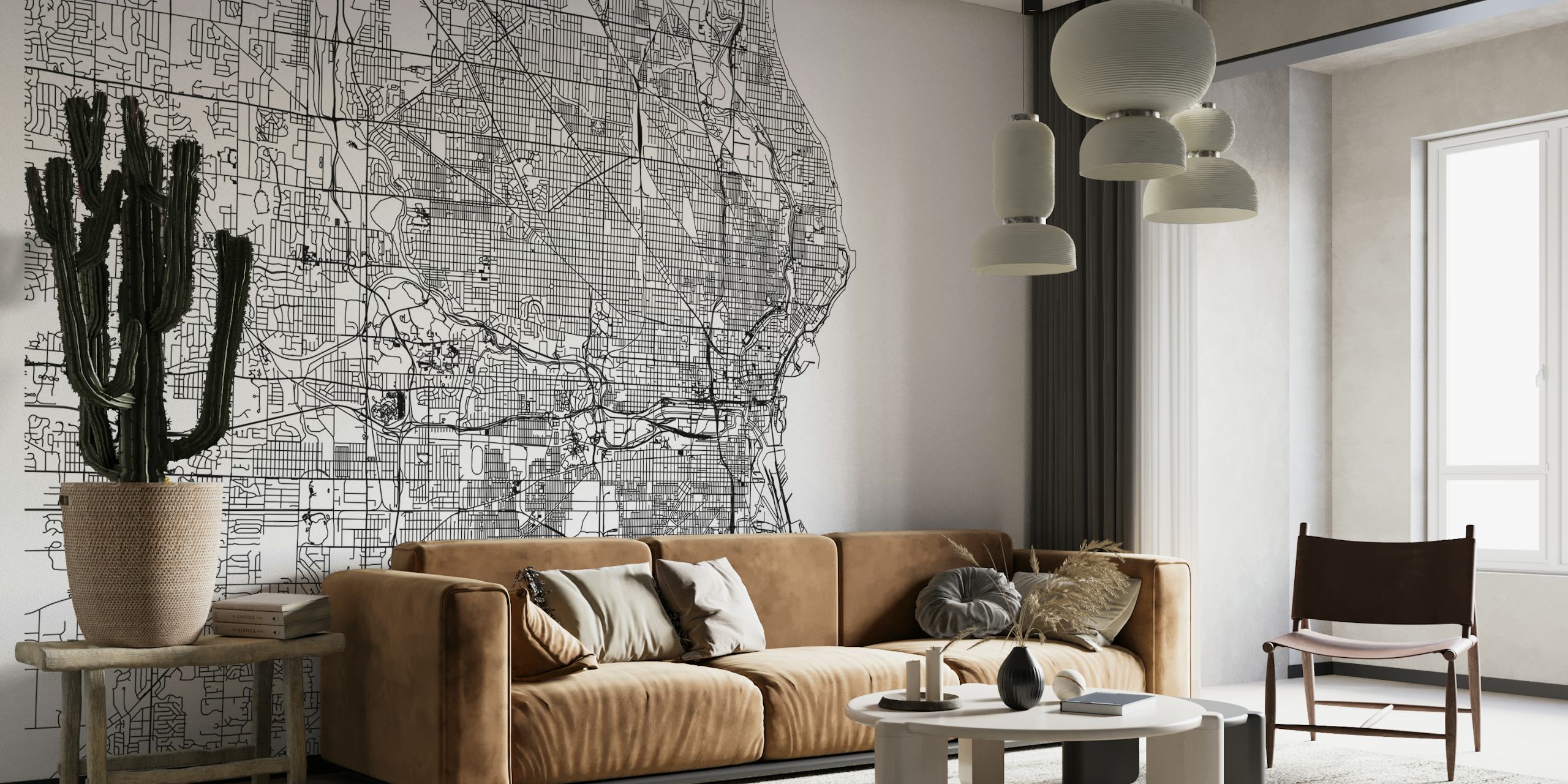 Detailed view of Milwaukee Map Wallpaper Mural