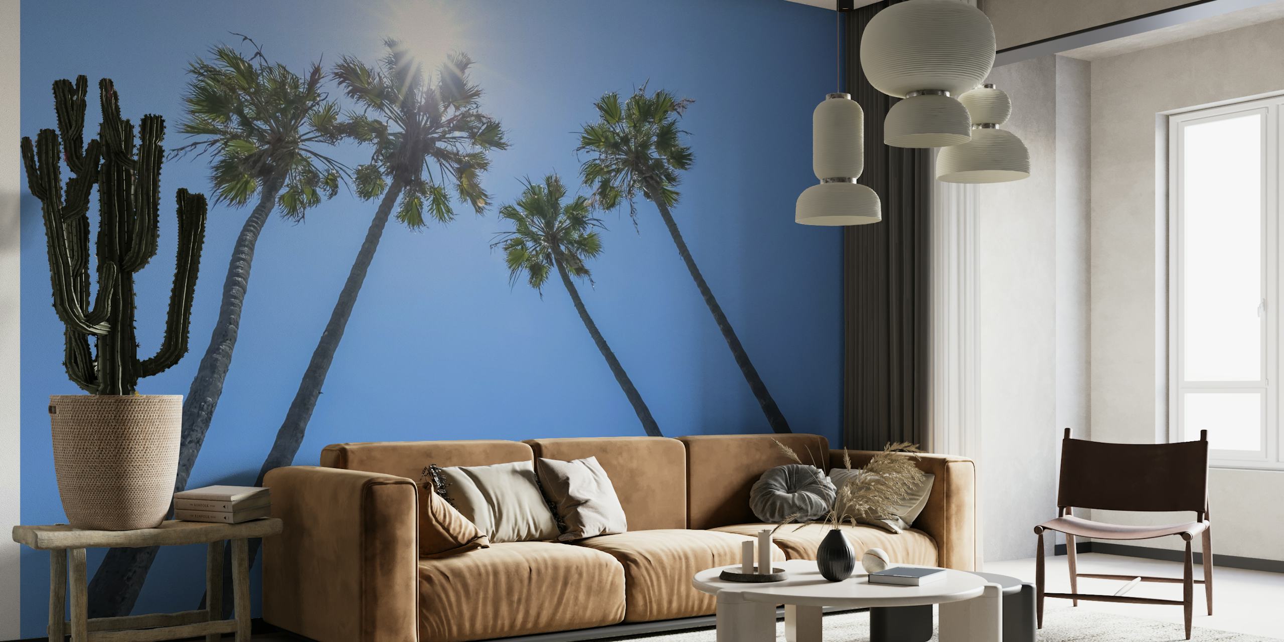 Palm trees with sun papiers peint