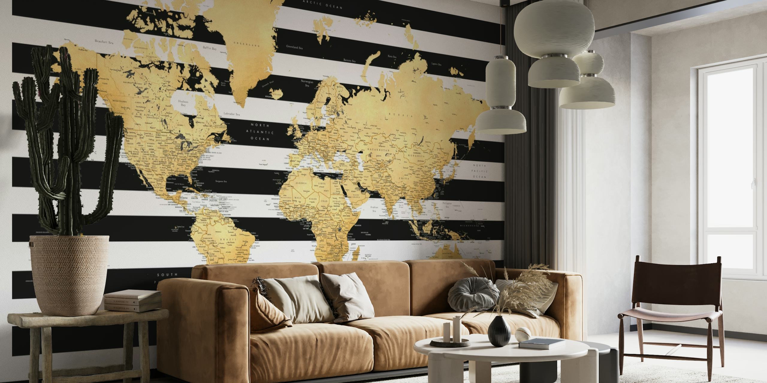 Detailed world map Harper behang