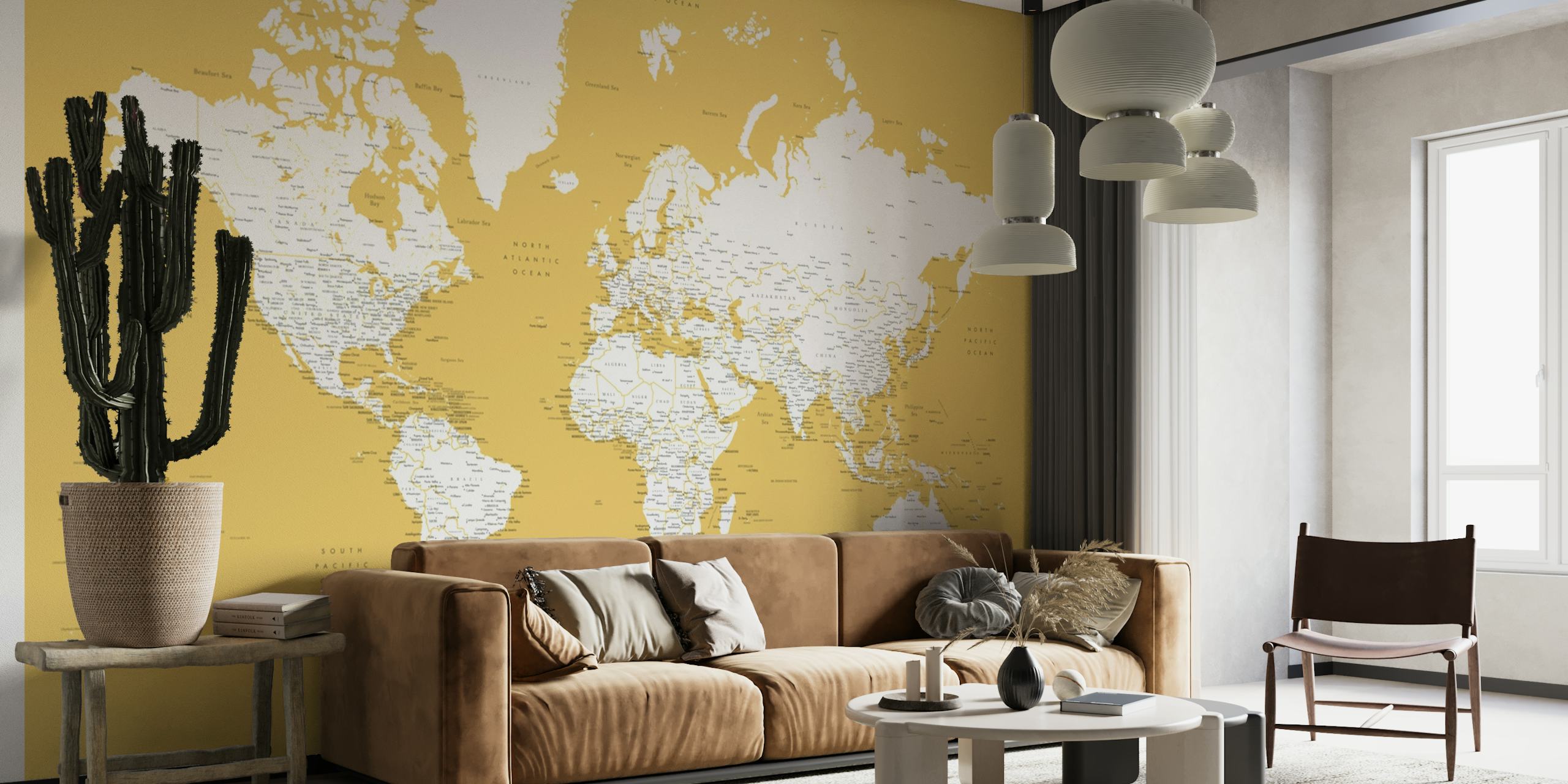 Detailed world map Andrew papel pintado