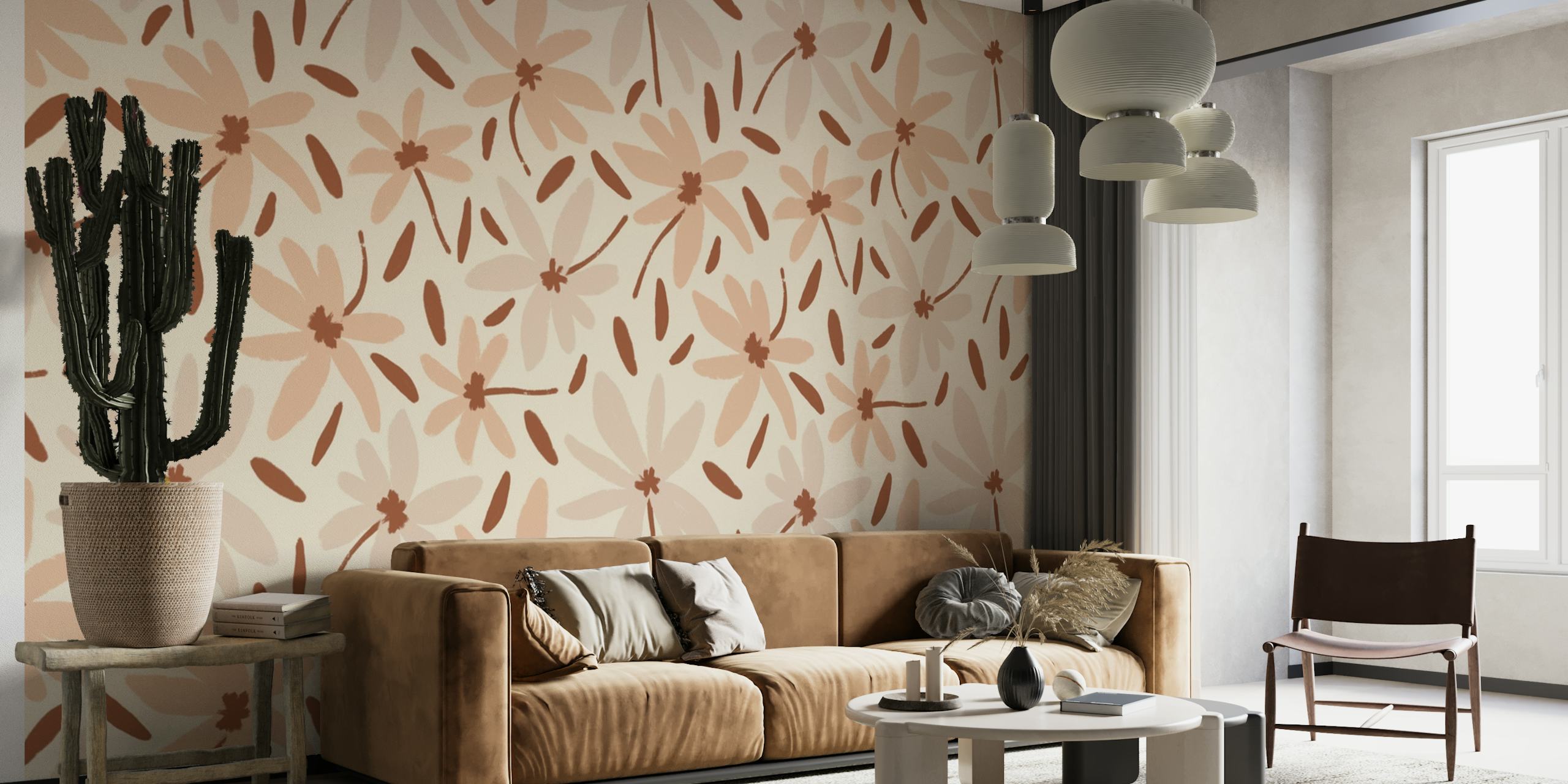 Subtle pastel floral pattern for wall mural