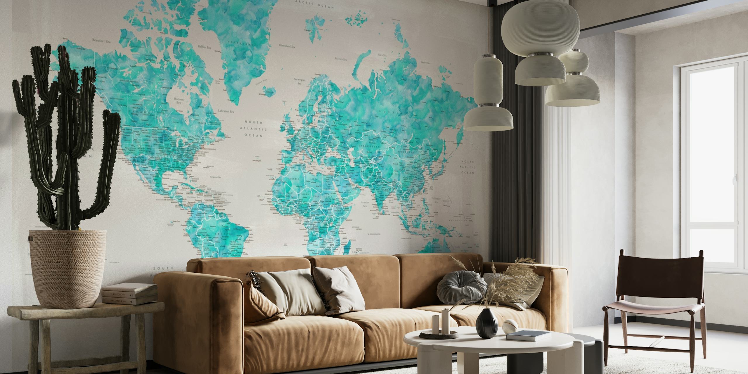 Detailed world map Harriet tapete