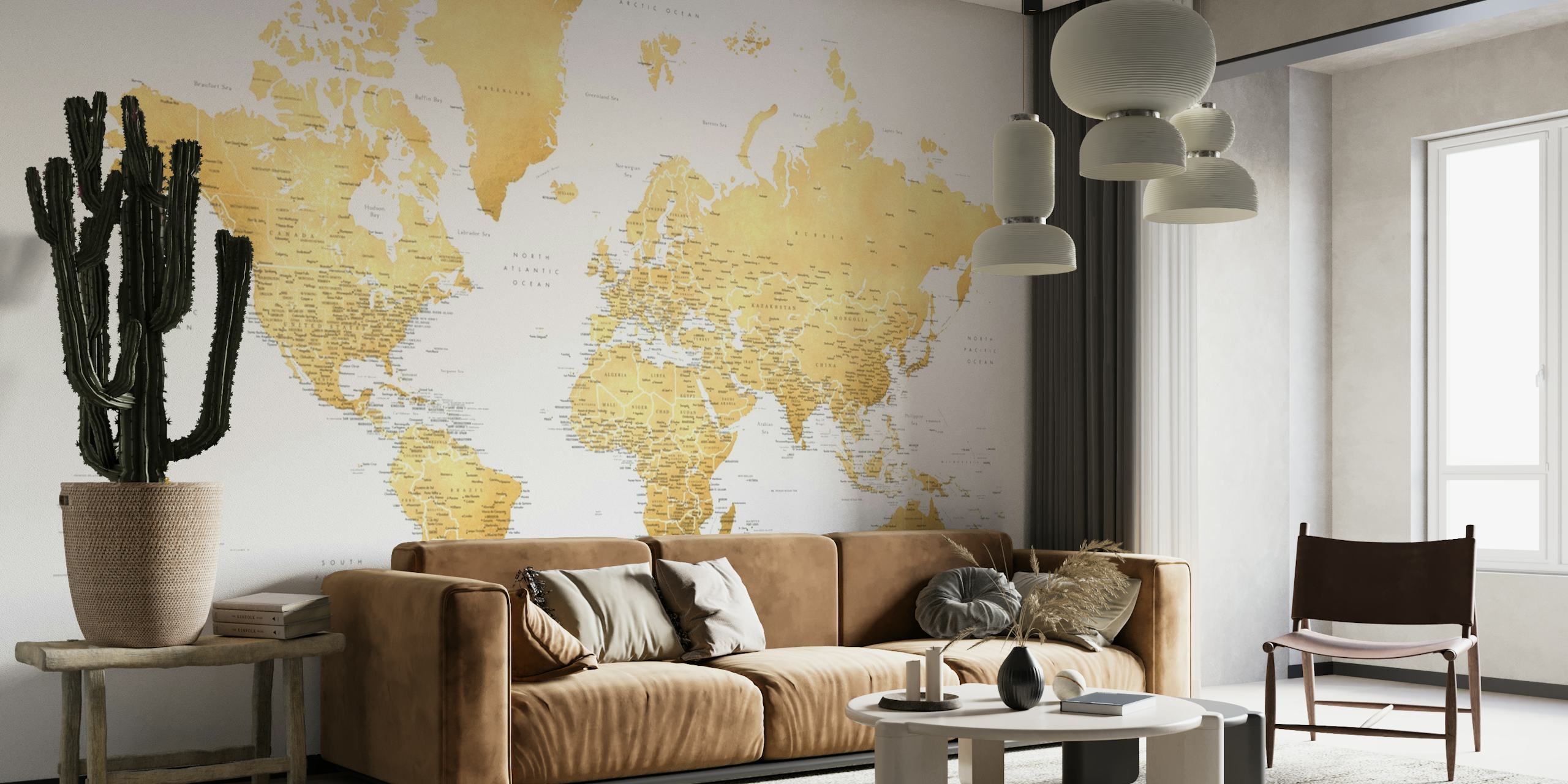 Detailed world map Rossie papel pintado