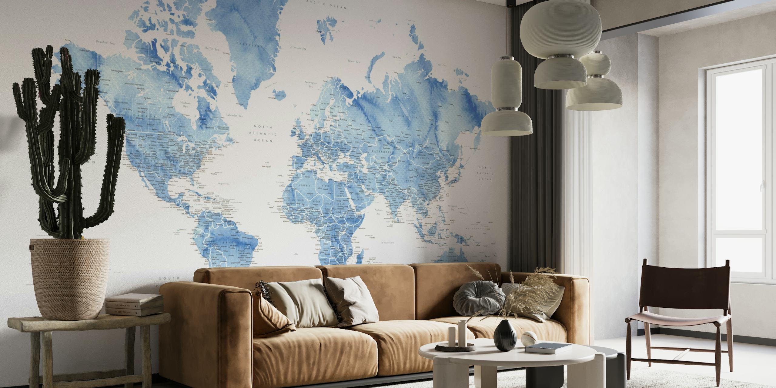 Detailed world map Vance behang