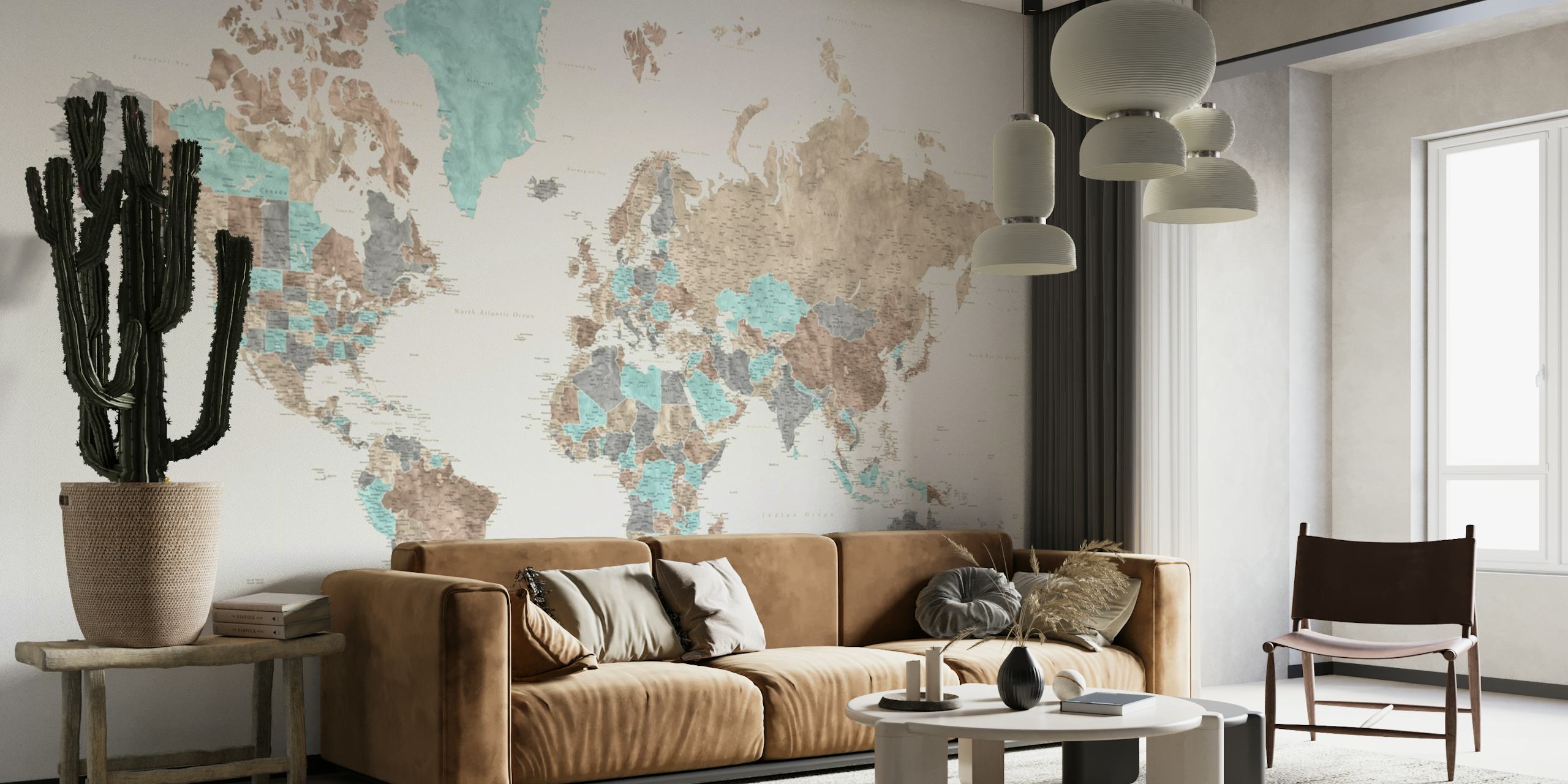 High detail world map Romy behang
