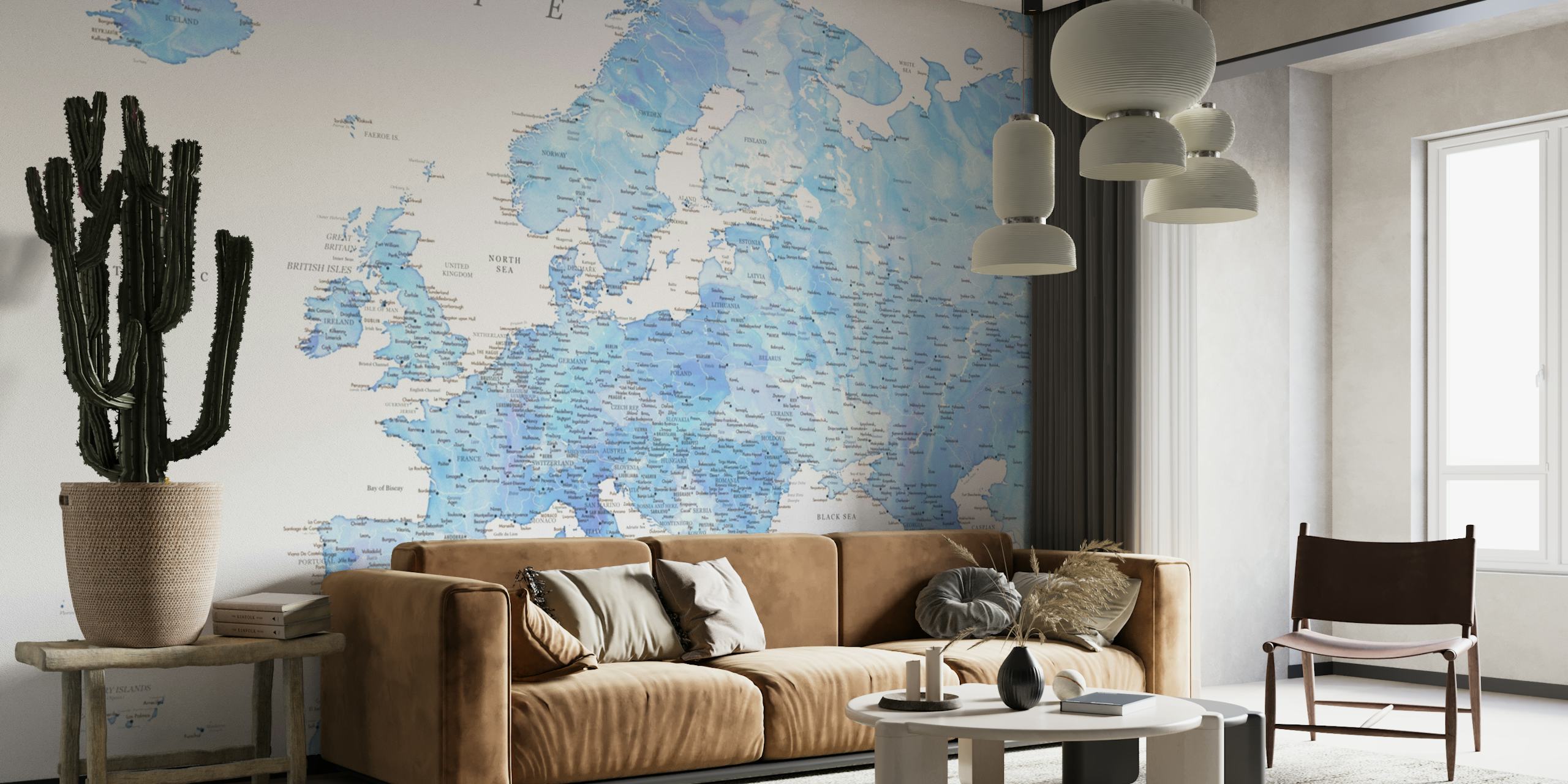 Detailed Europe map Josiah behang