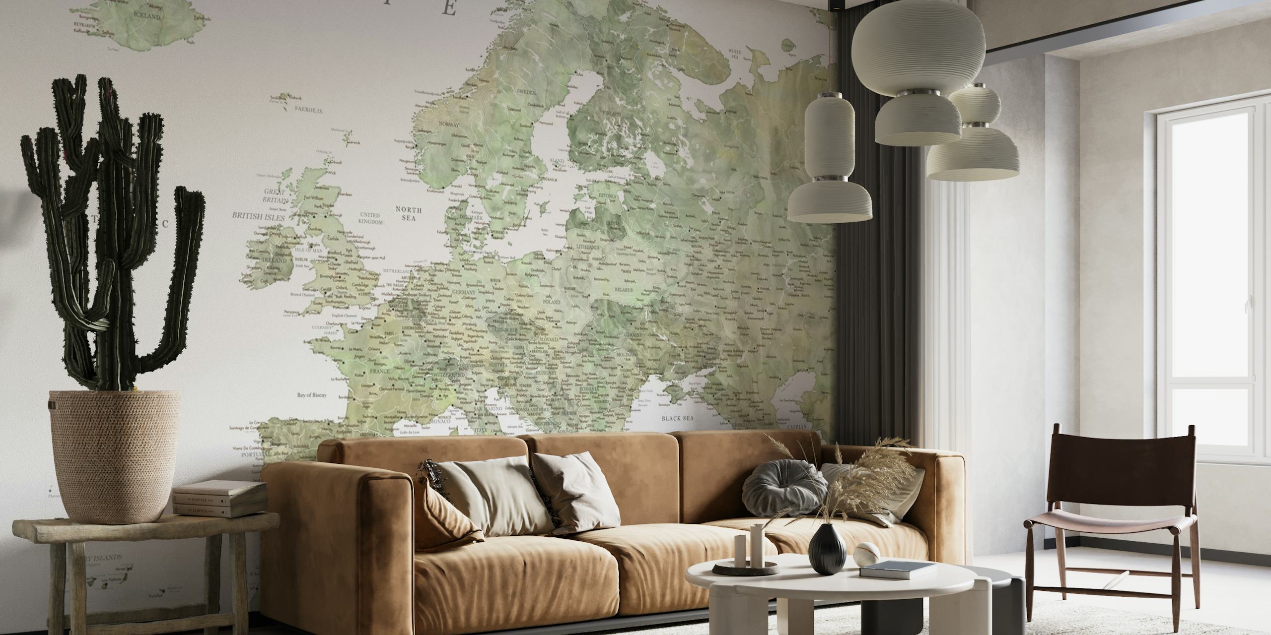 Detailed Europe map Livia papel pintado