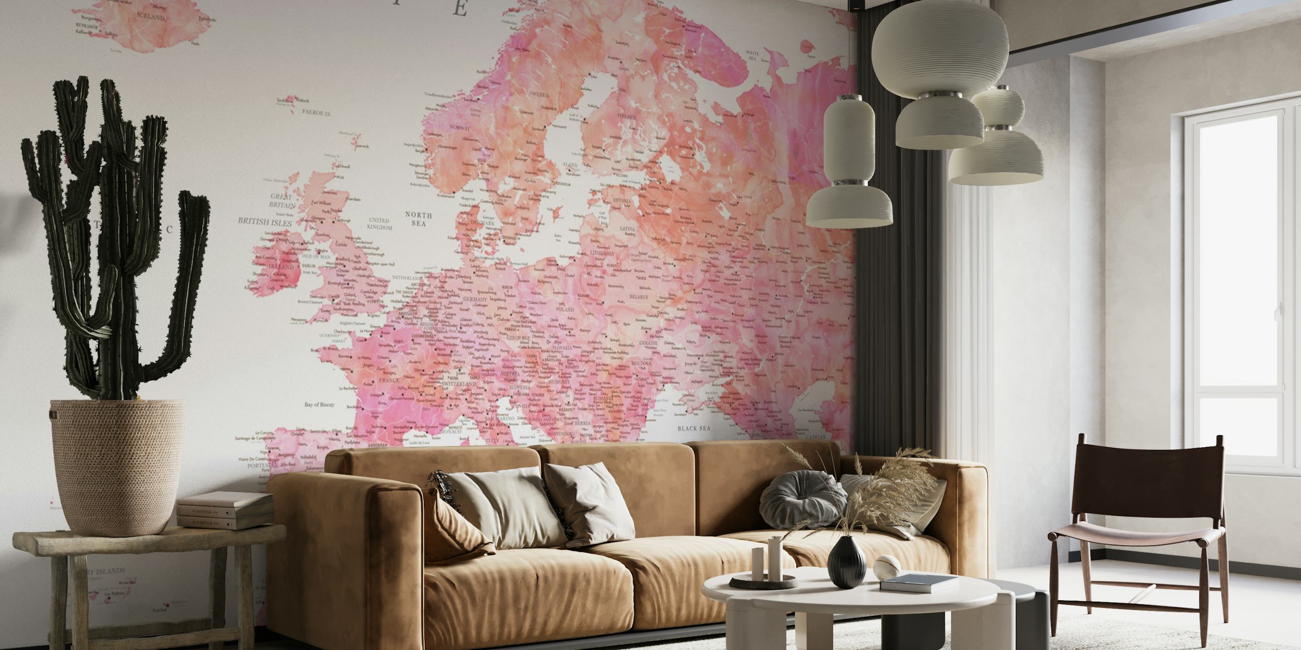 Detailed Europe map Tatiana behang