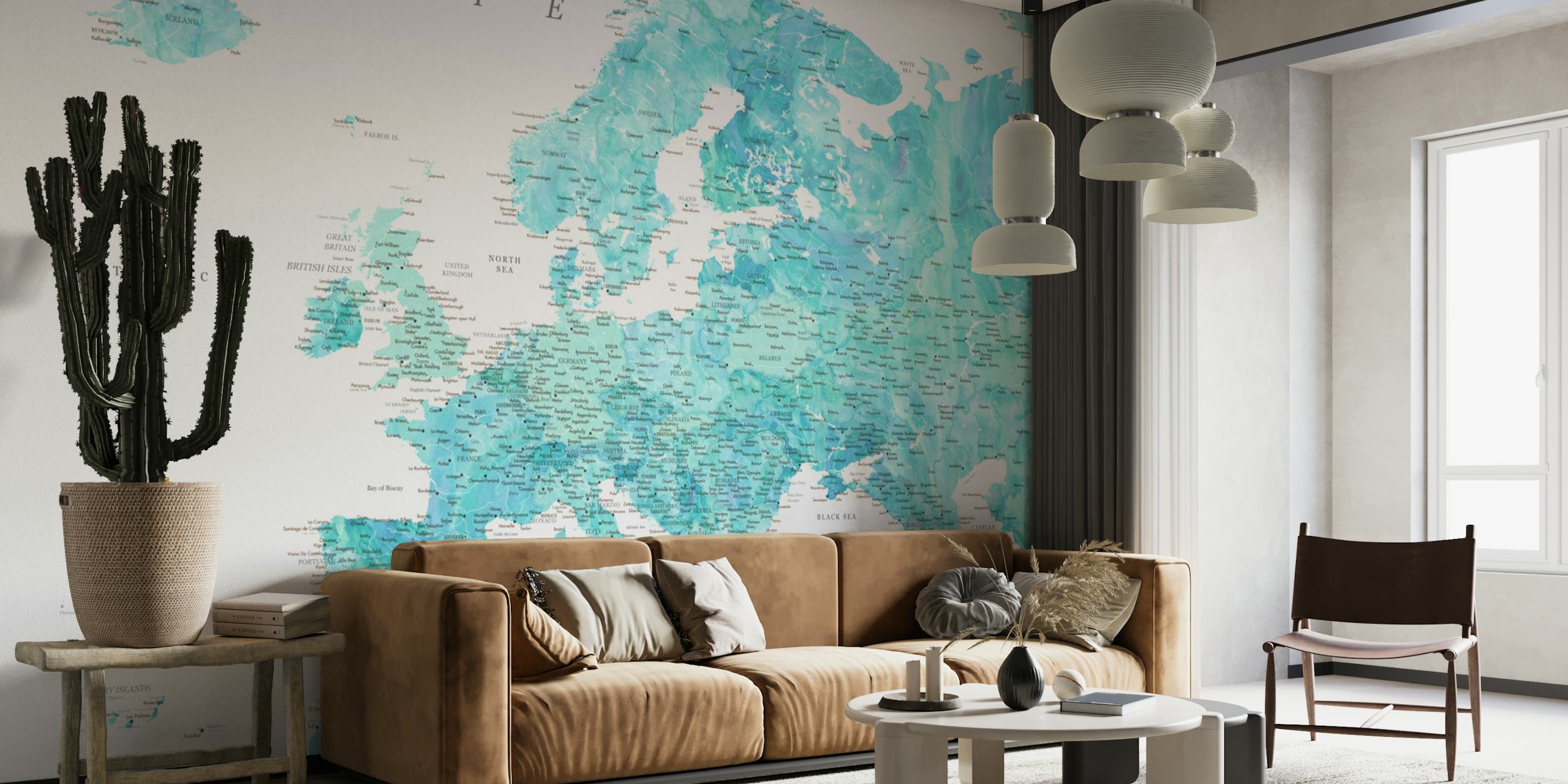 Detailed Europe map Maizah papiers peint