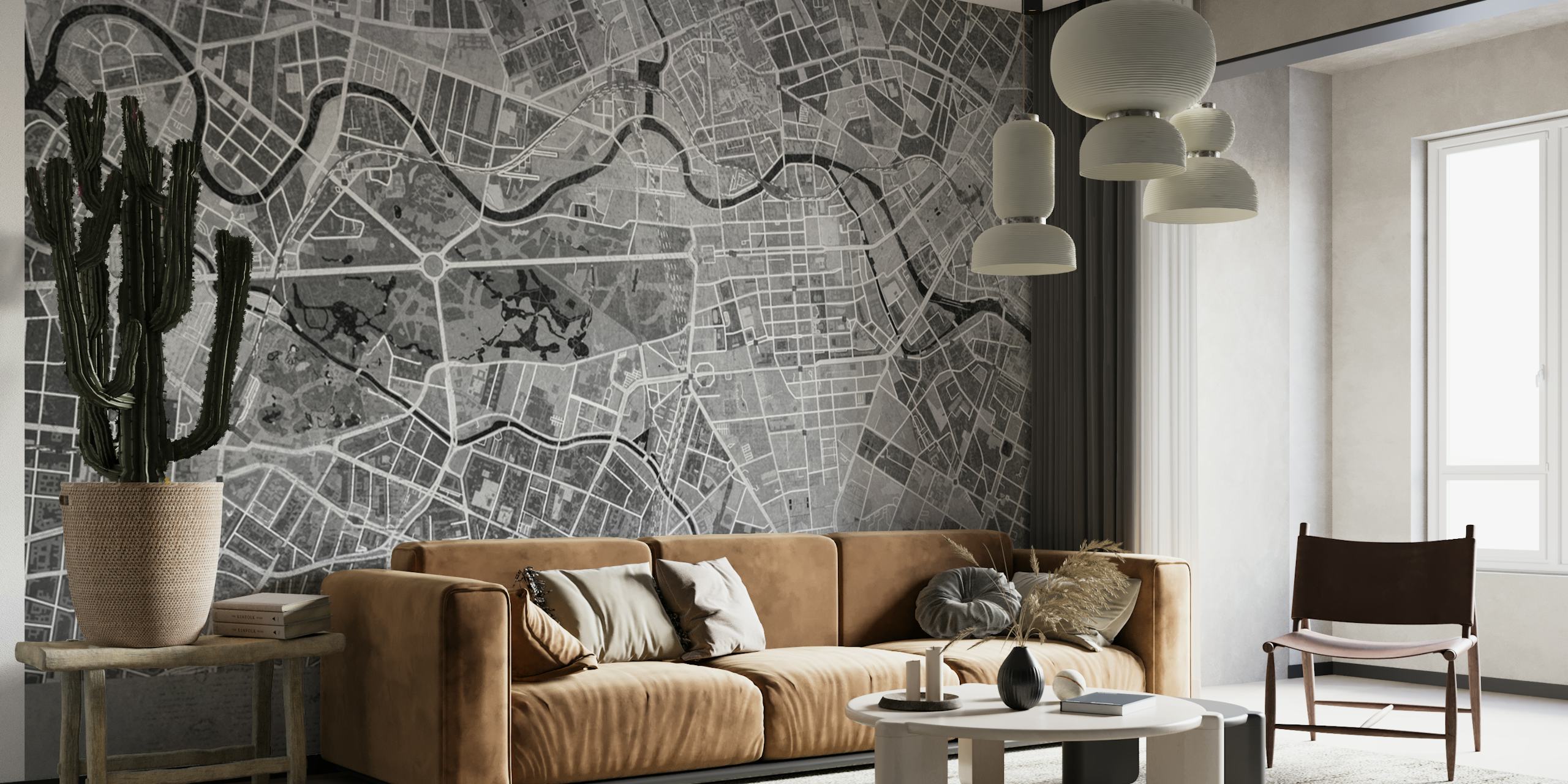 Gray vintage Berlin map behang