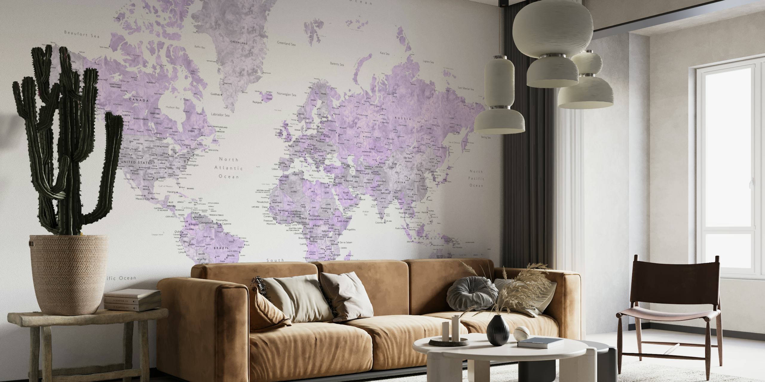 World map with cities Tanya papel pintado