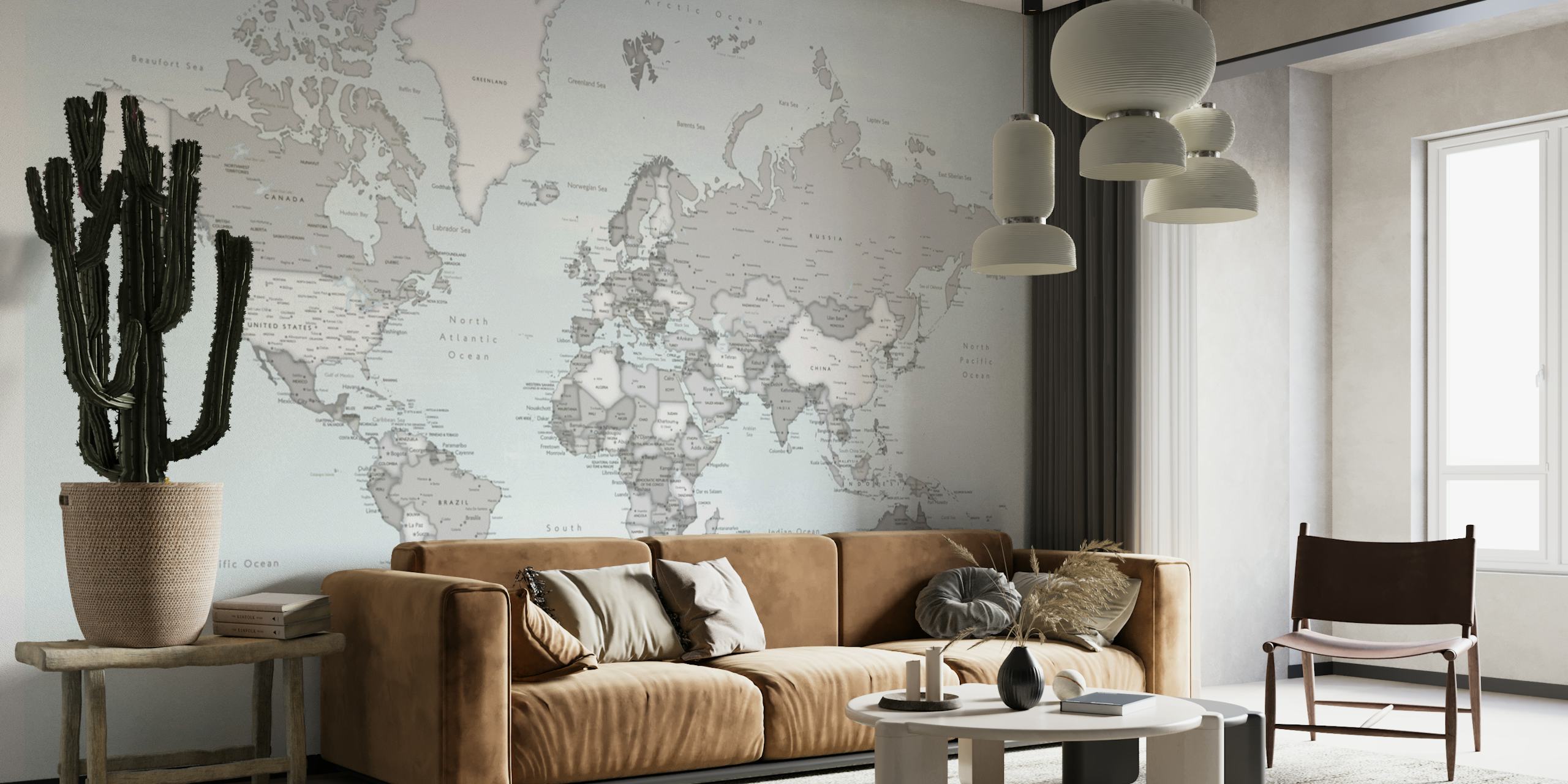 Darryl world map with cities papel pintado
