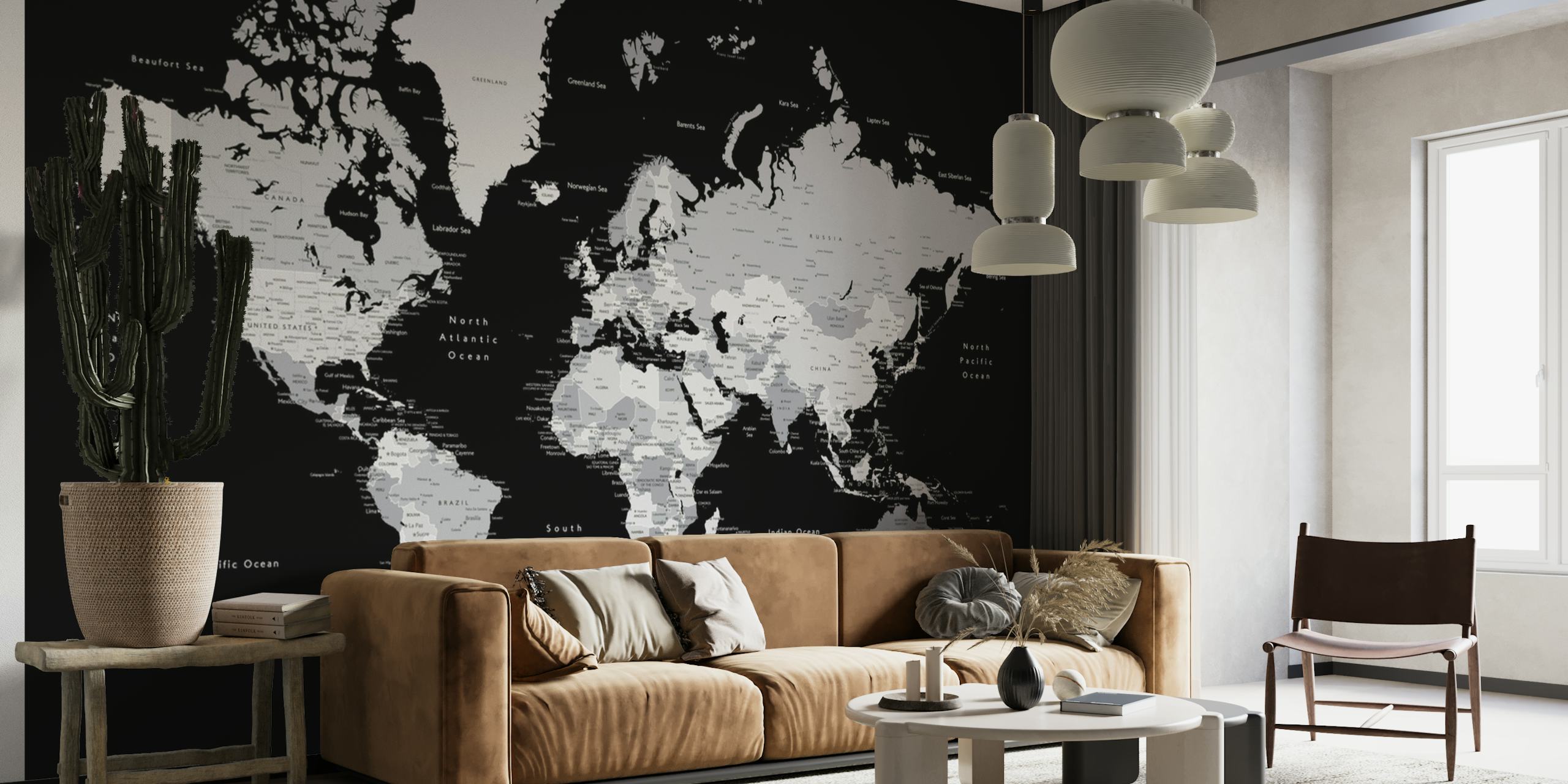 Joseph world map with cities wallpaper