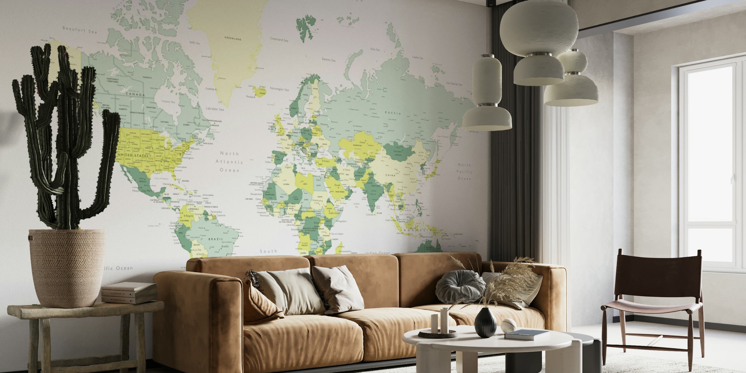 Kapueo world map with cities papel pintado
