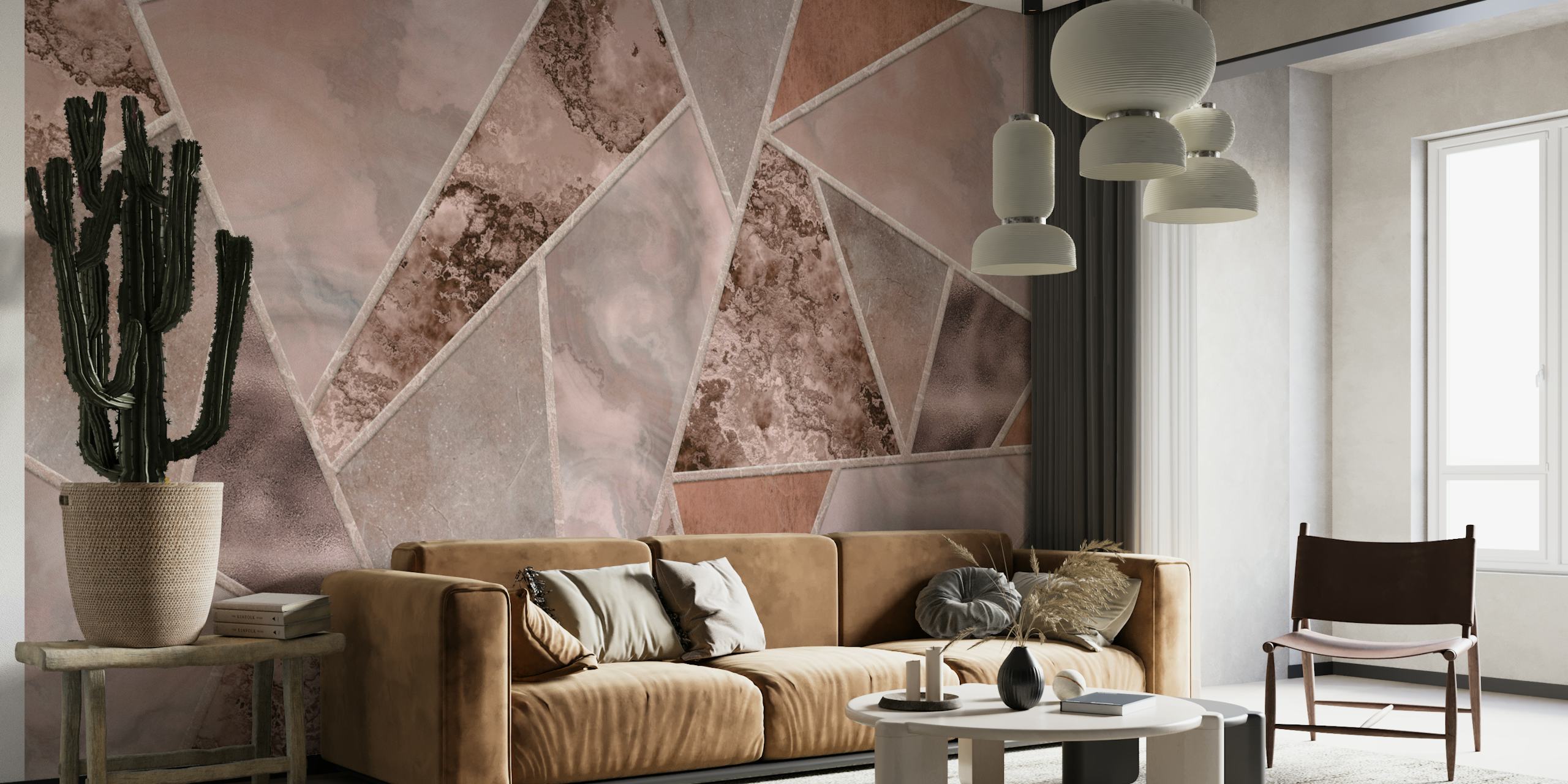 Blush Pink And Peach Marble papel de parede