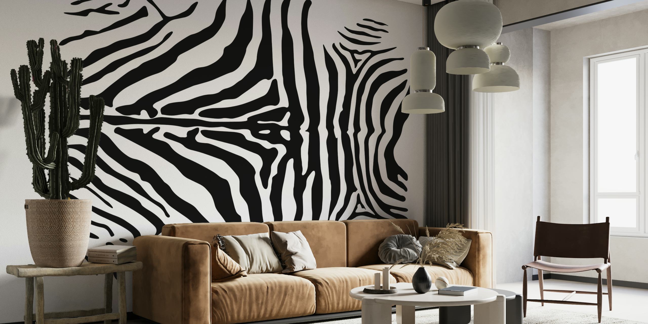 Zebra Print Black White papel de parede