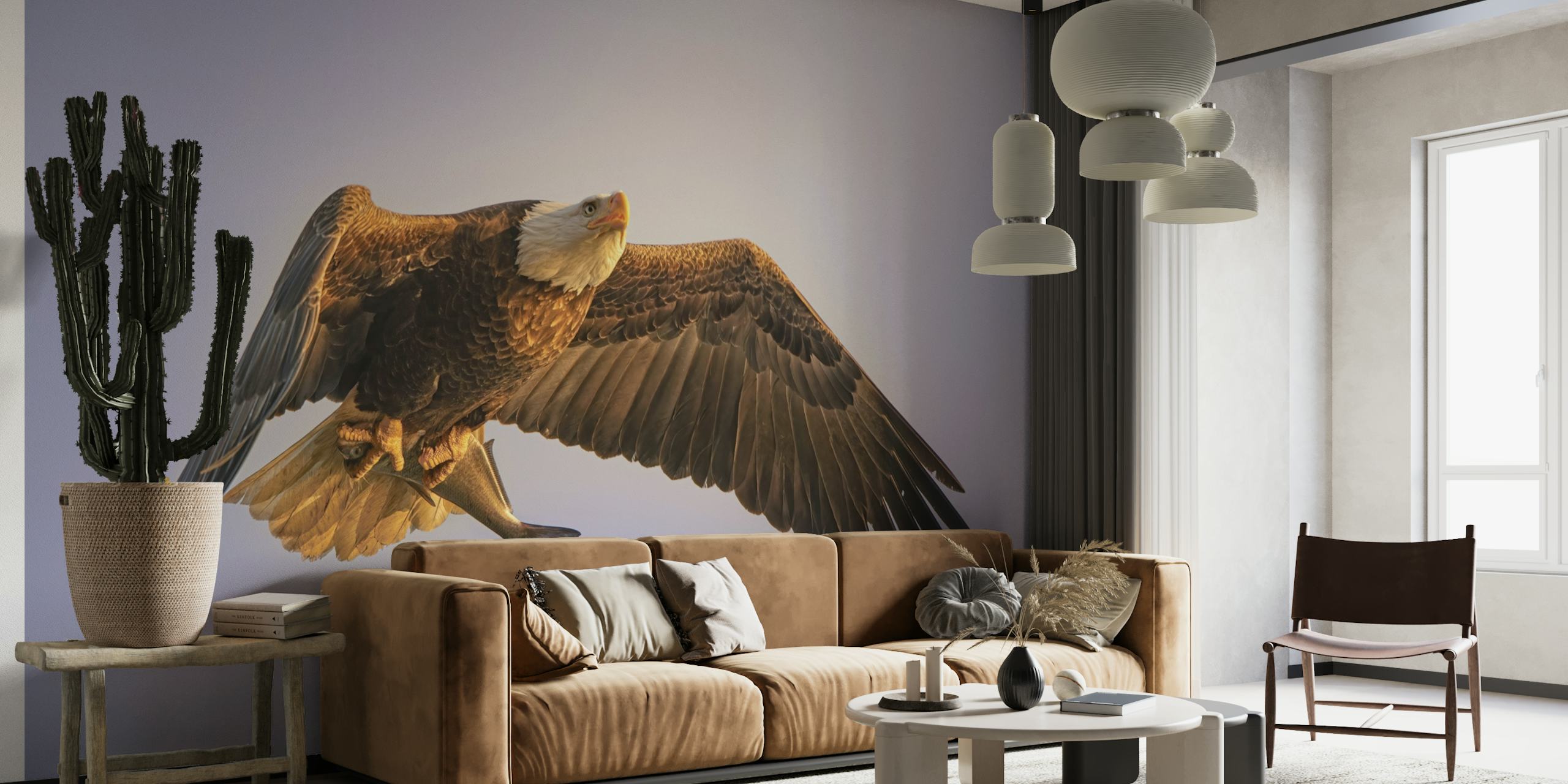 Mural de pared con águila en vuelo que captura el espíritu de lo salvaje