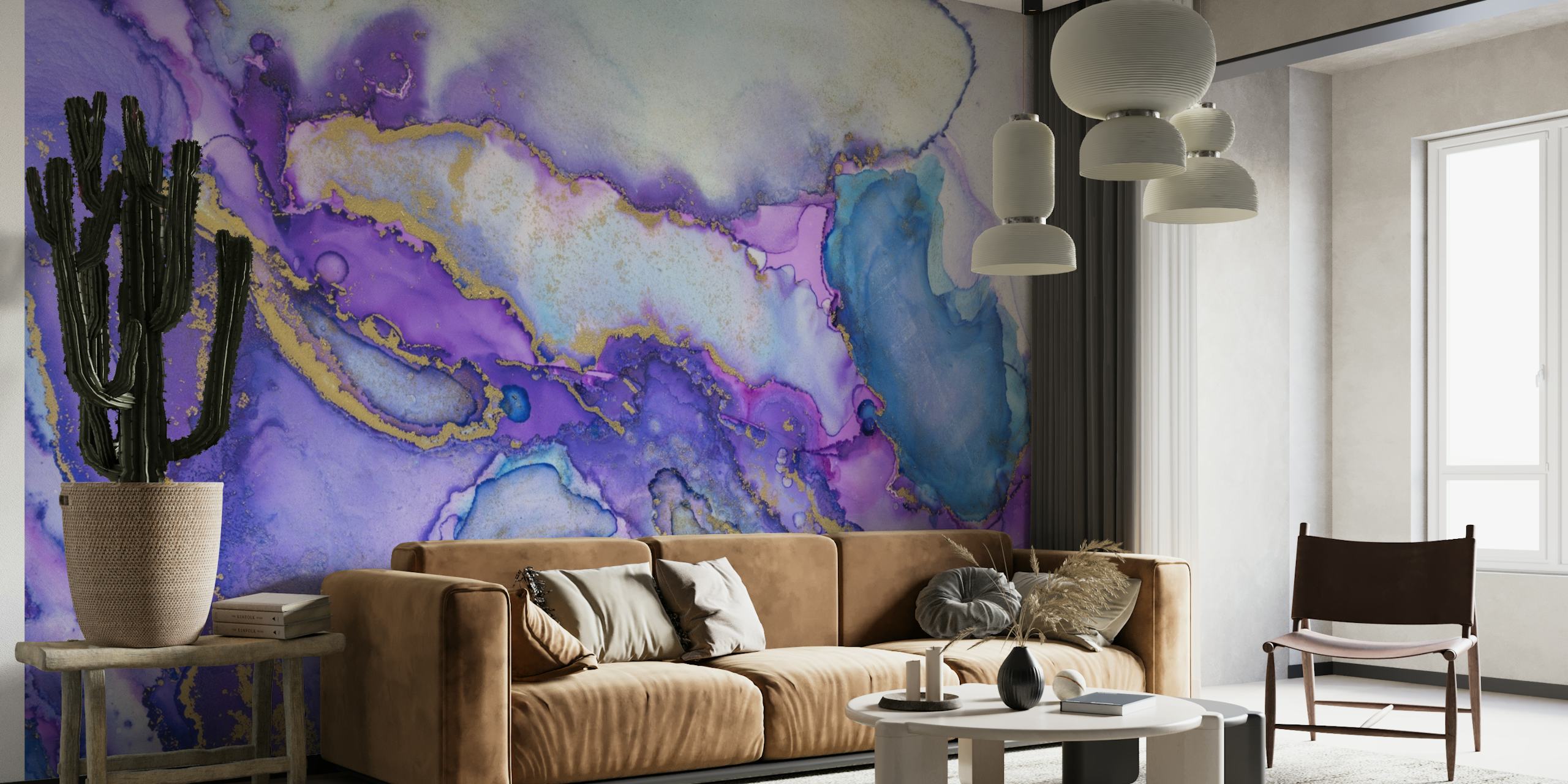 Artistic Handcrafted Purple and Blue Marble wallpaper