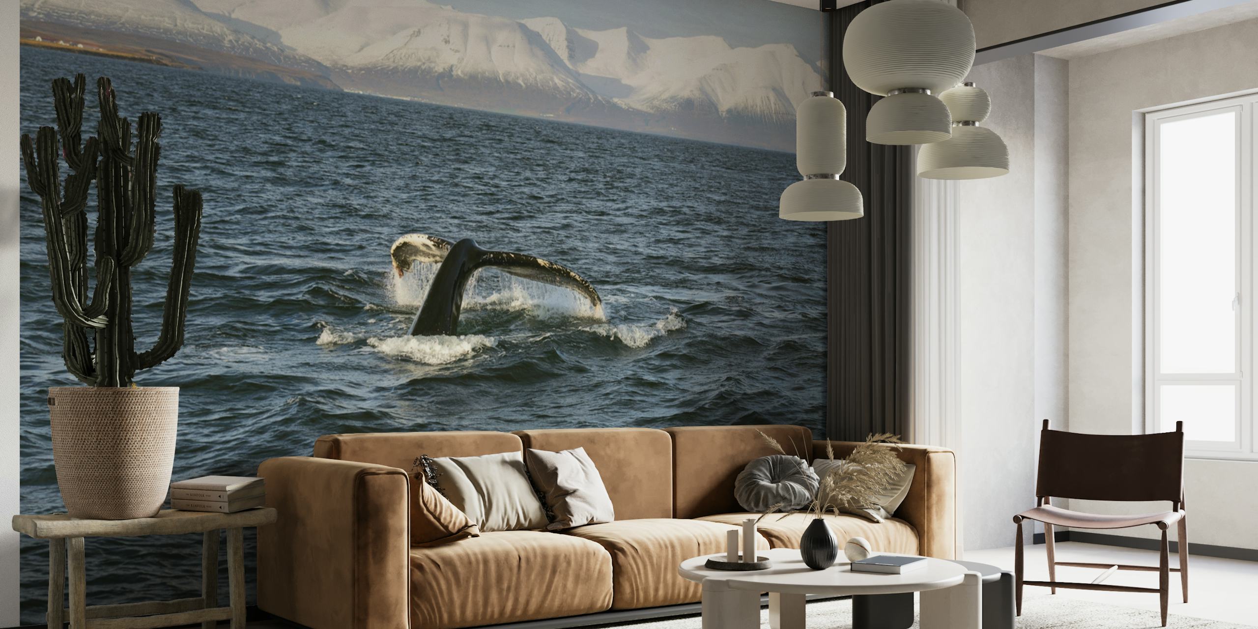The whale in the fjord carta da parati
