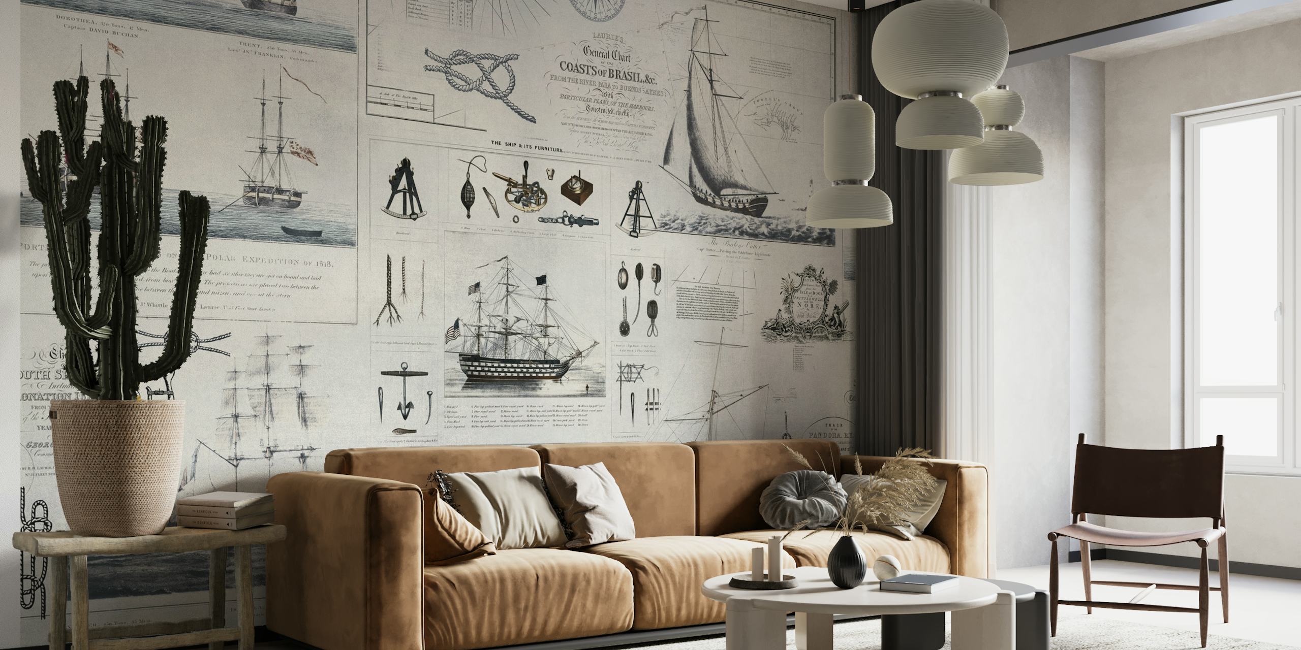 Vintage Nautical Wallpaper - Nautical Collage for Walls