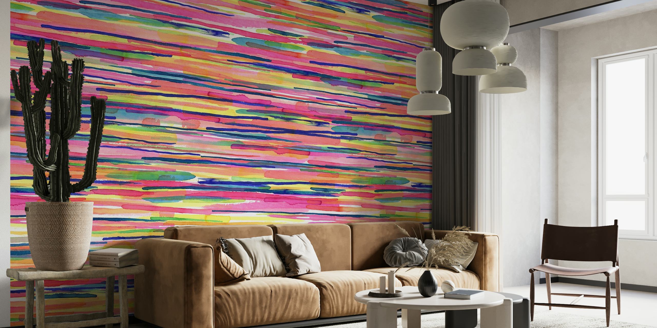 Colorful Thin Stripes behang