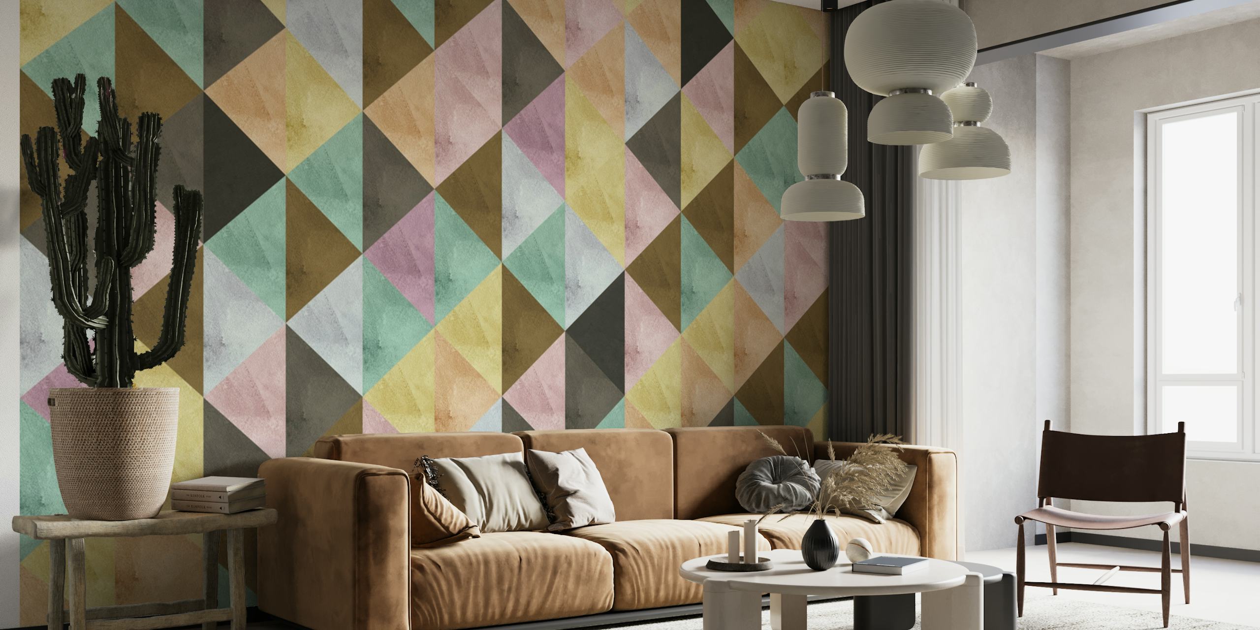 Geometric triangle wall art tapeta