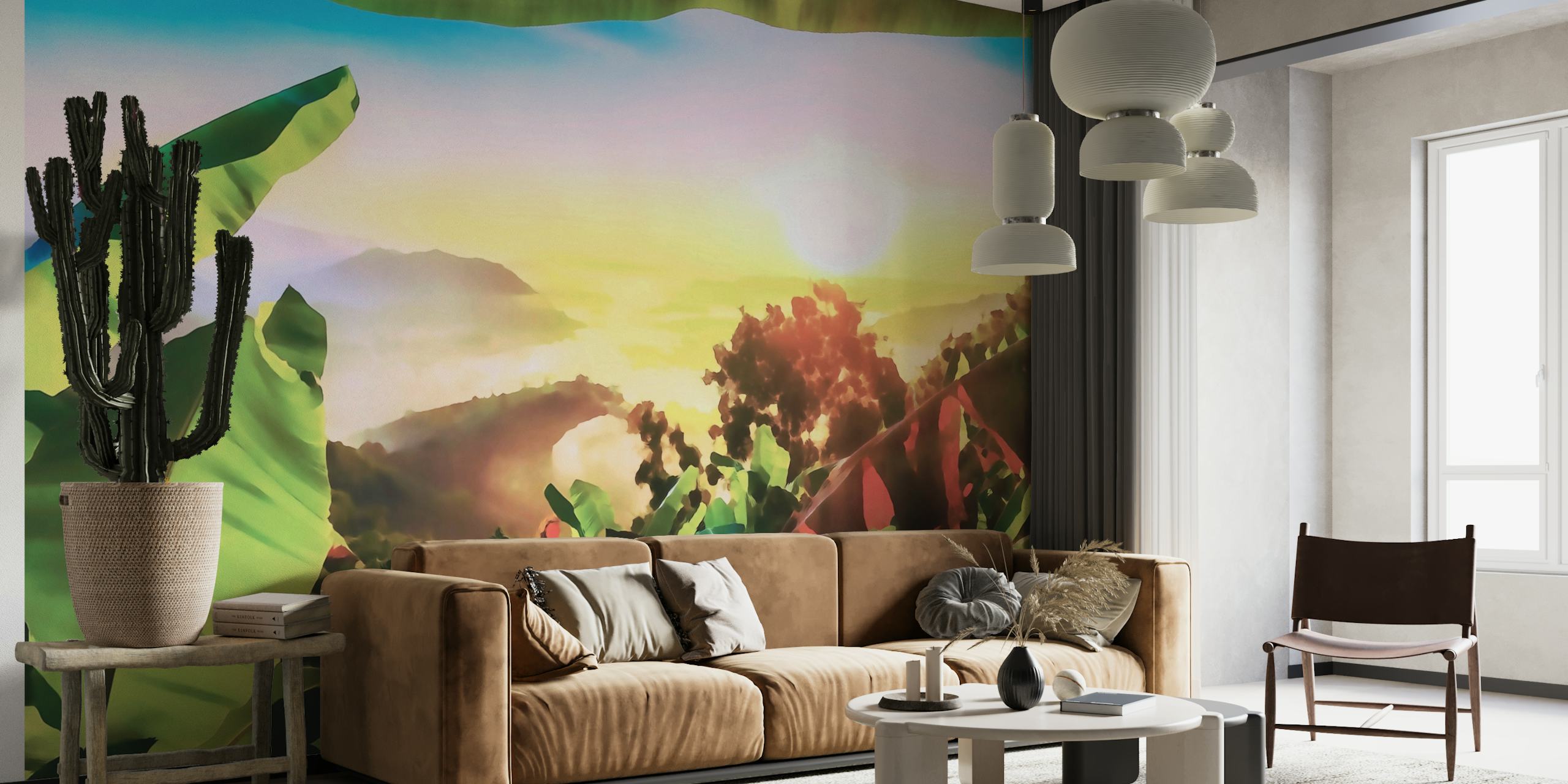 Sunset Jungle Painting wallpaper