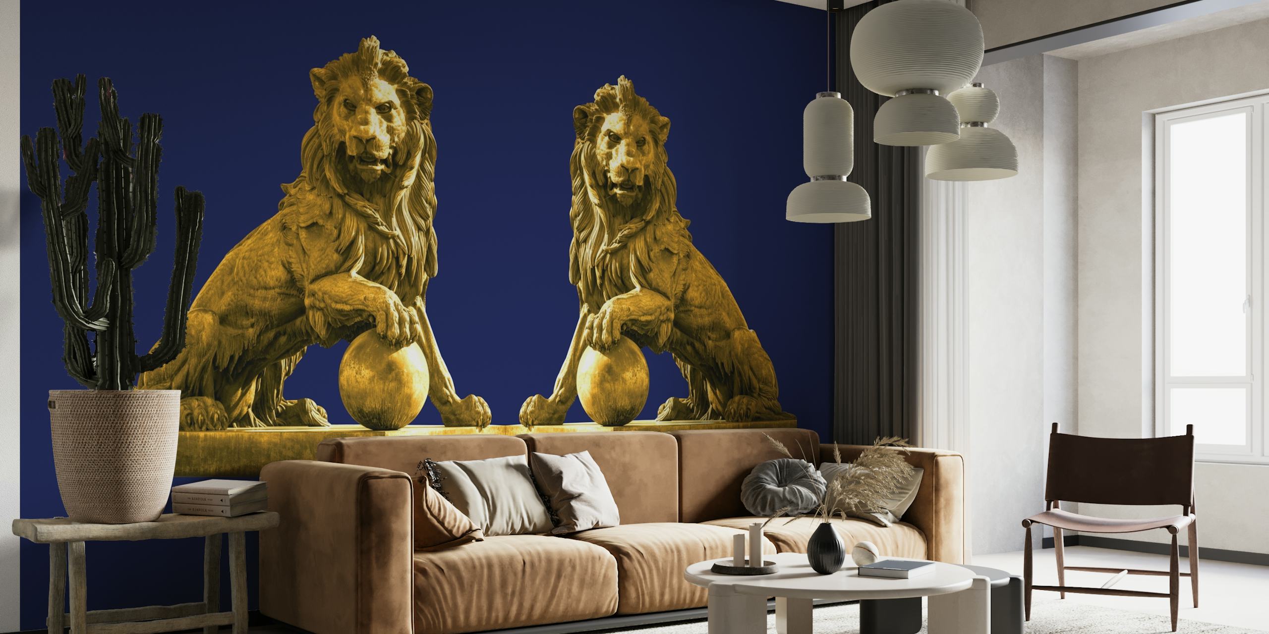 Lions on Navy Blue wallpaper