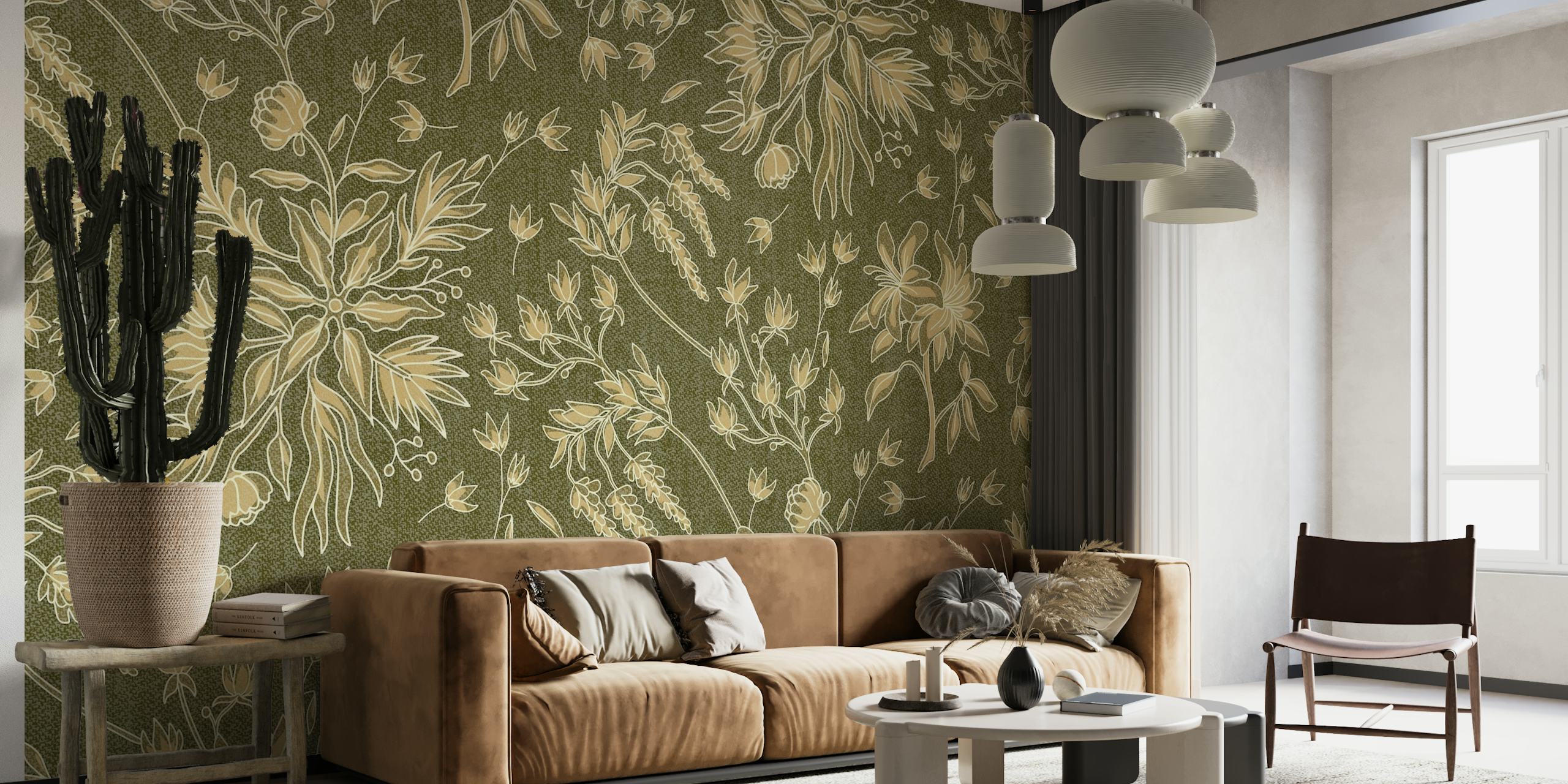 Mid Century Floral Fabric wallpaper