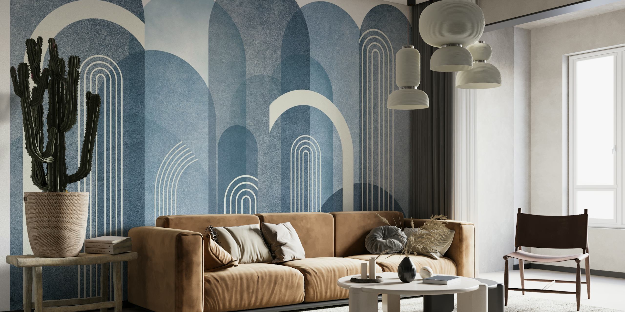 Blue Mid Century Arched Wall ταπετσαρία