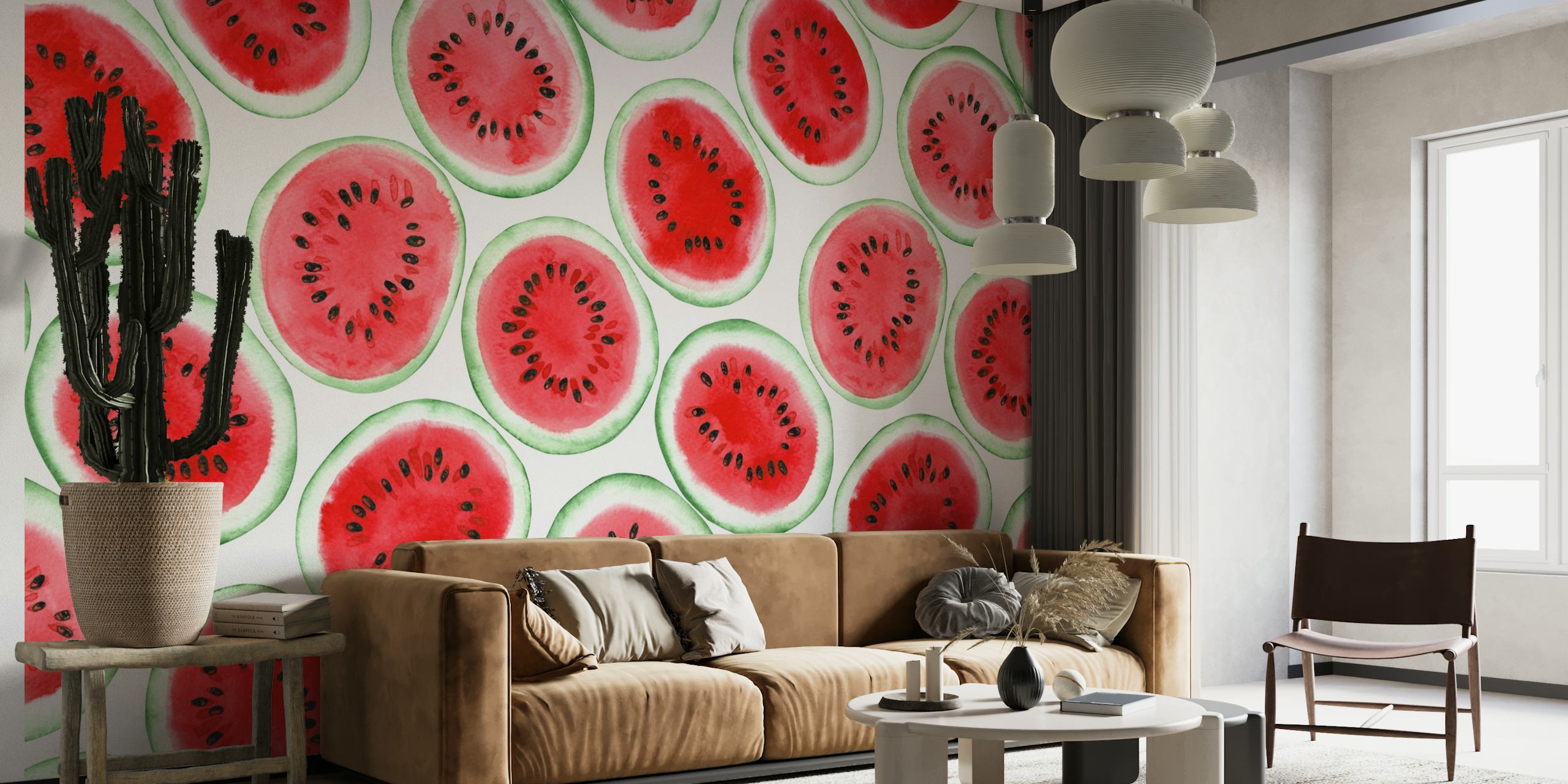 Watermelon slices 4 behang