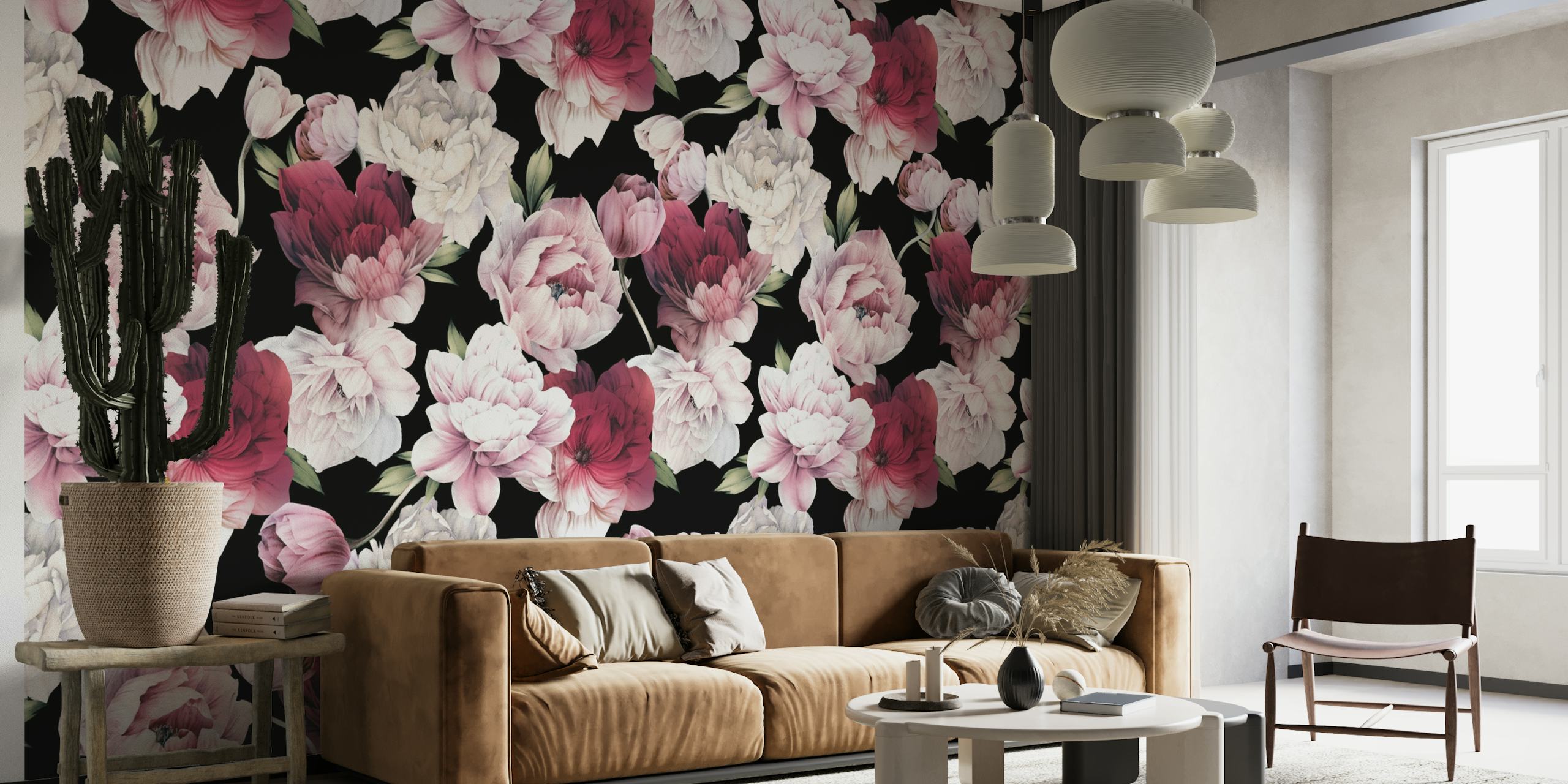 Peony Feature Wall Black behang