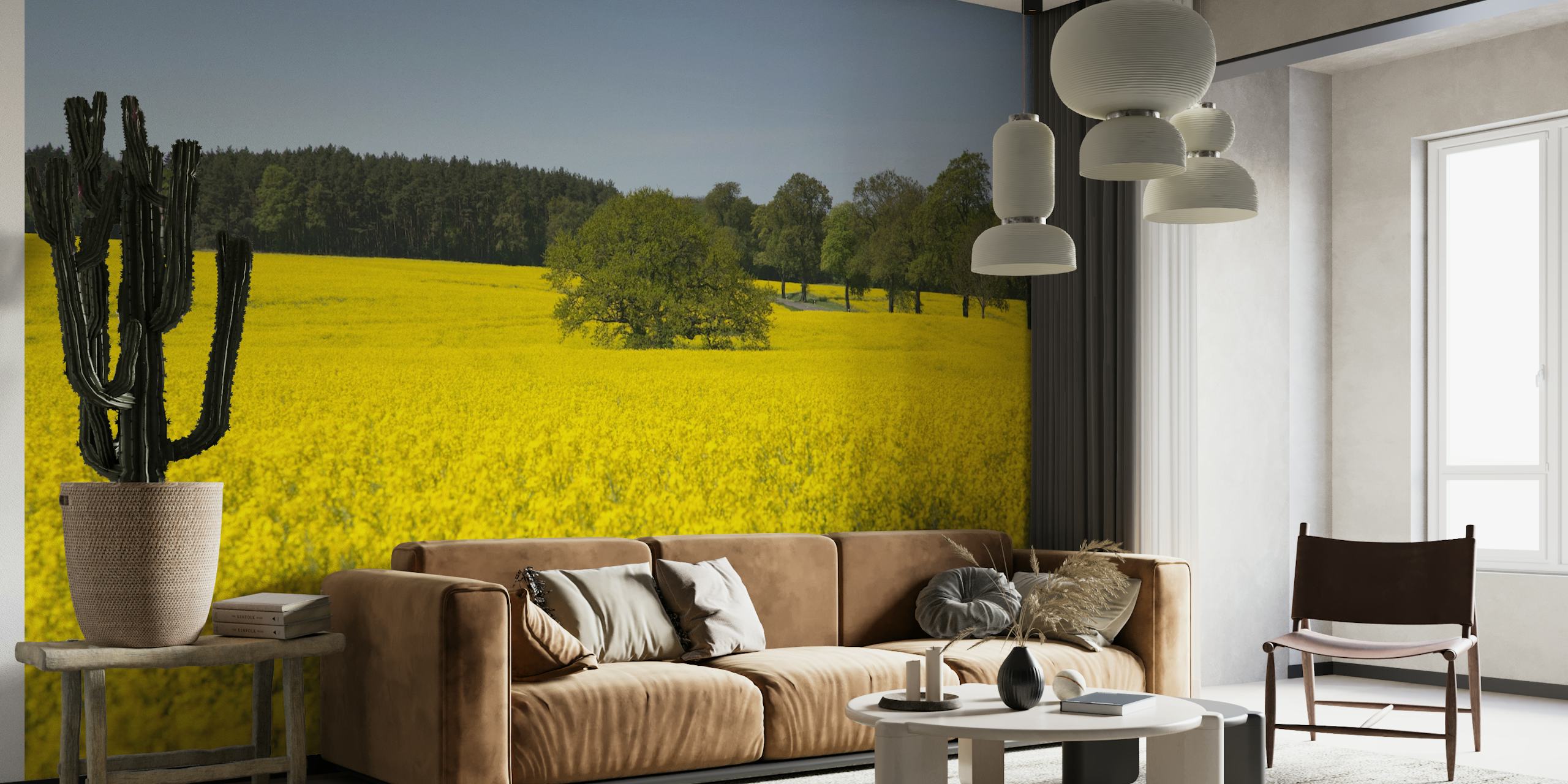 Yellow Blooming Rapeseed Field papel de parede