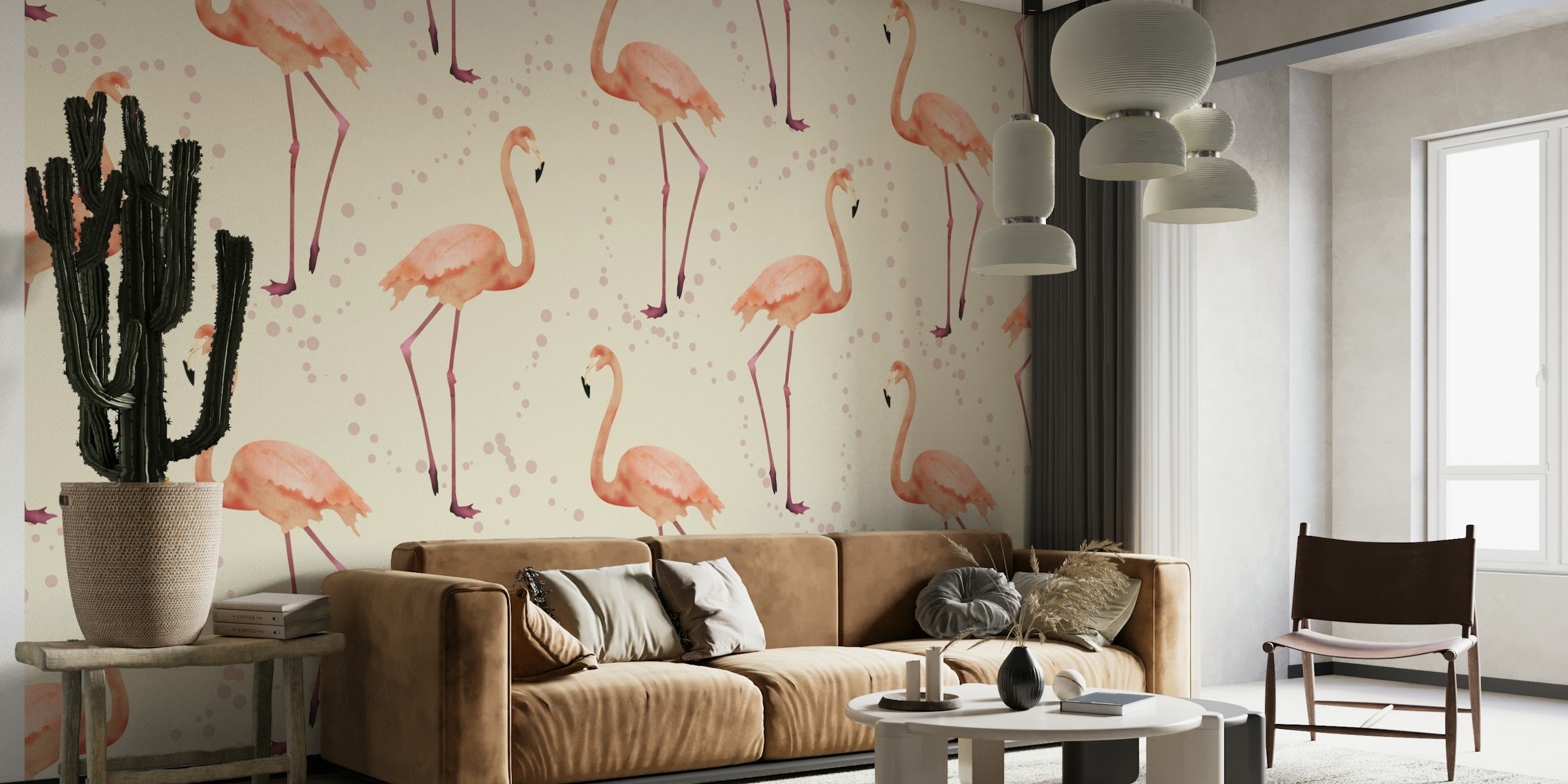 The Flamingo Dance pearl papel de parede