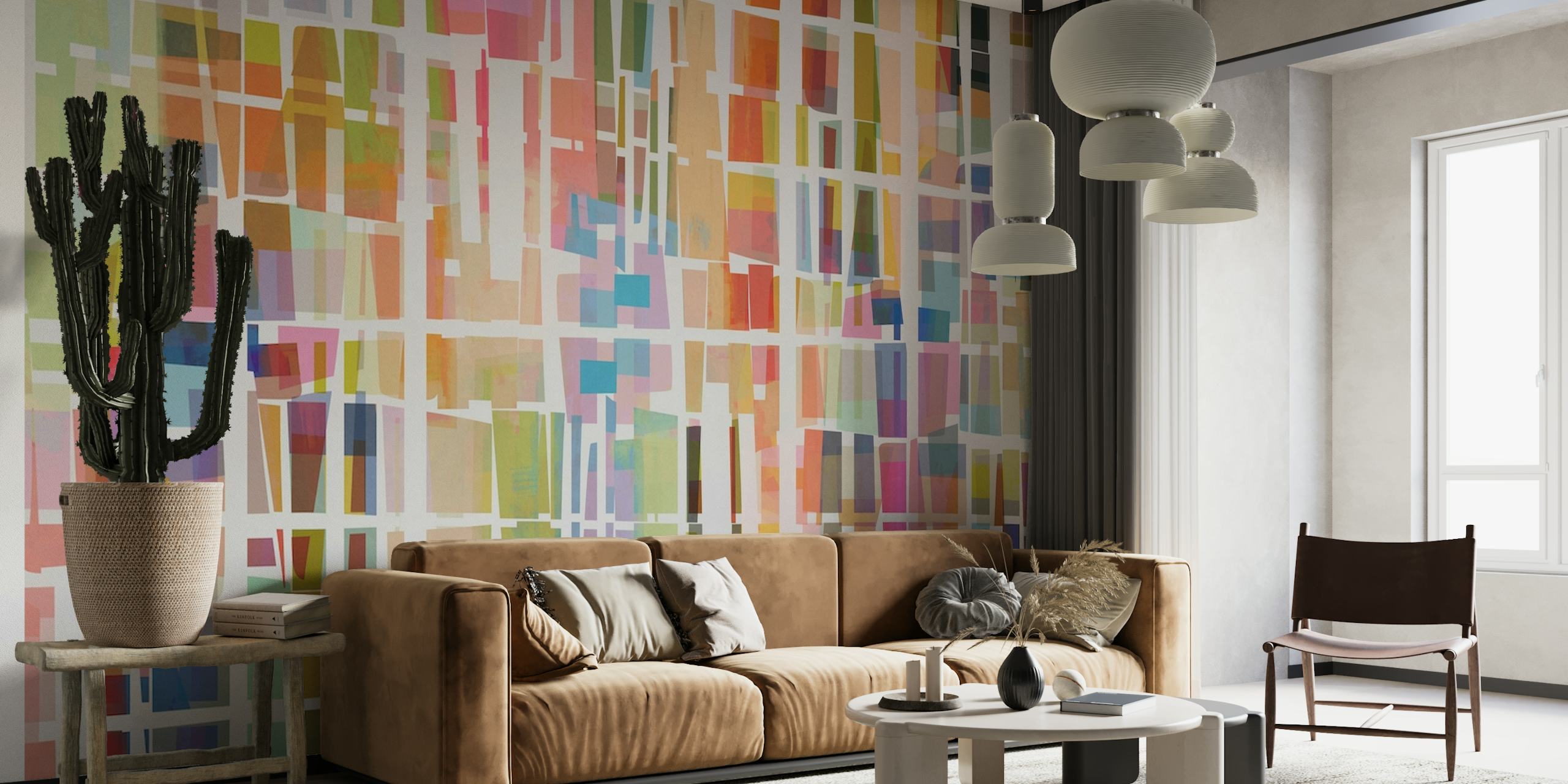 Landscape in Colored Blocks wallpaper