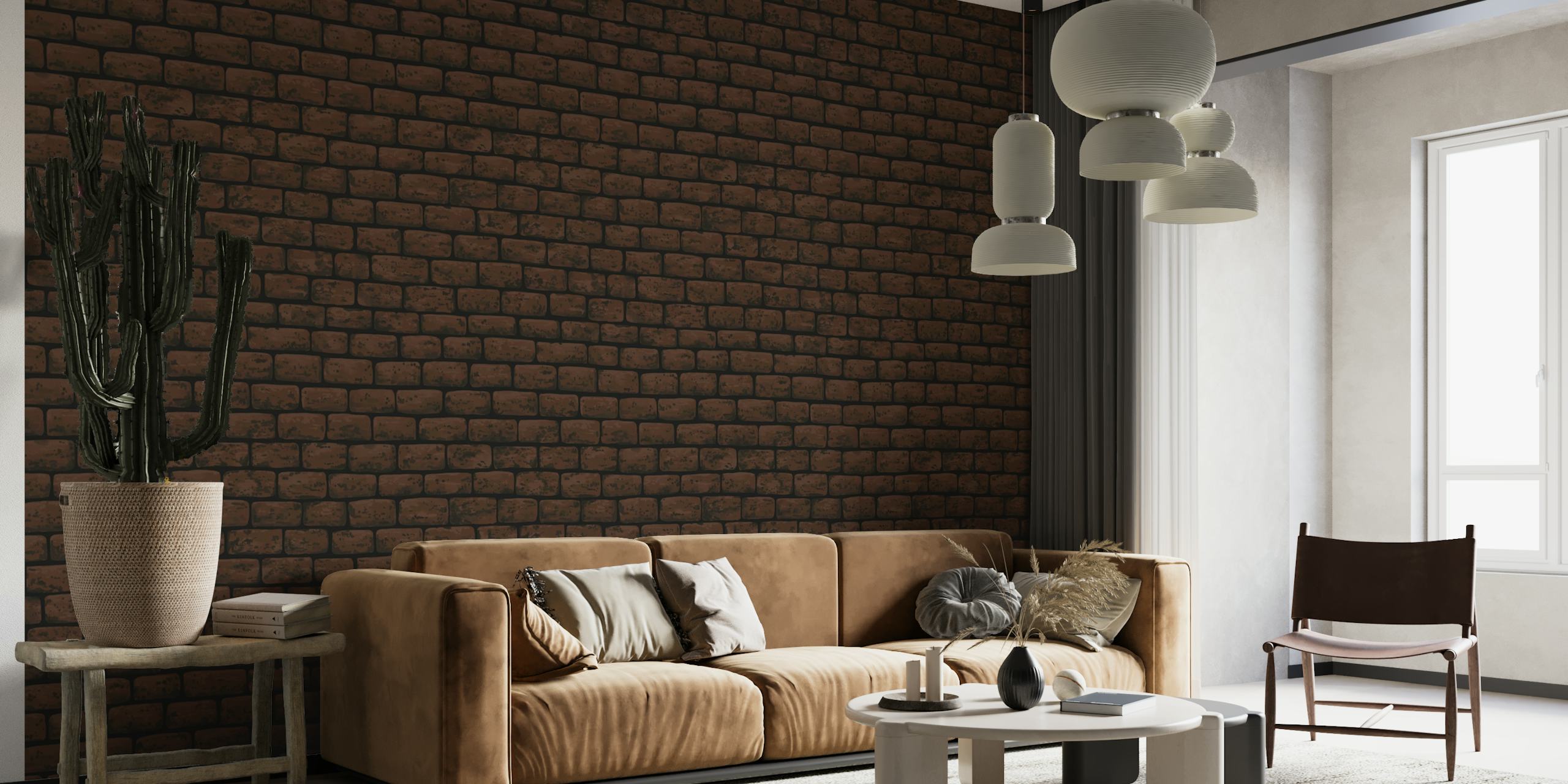 Brown brick wall behang