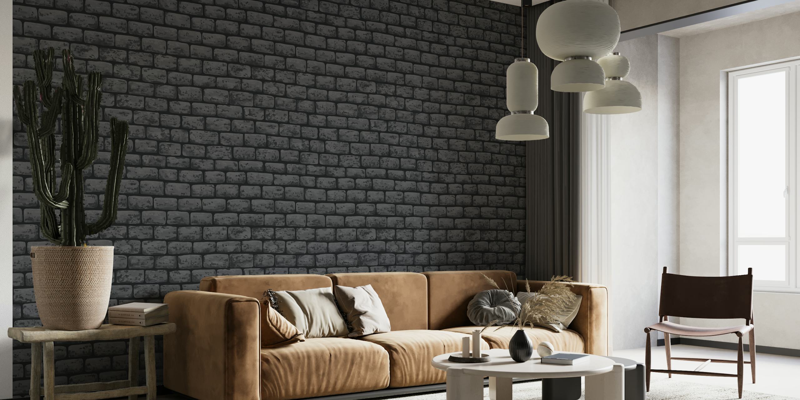Gray brick wall tapete