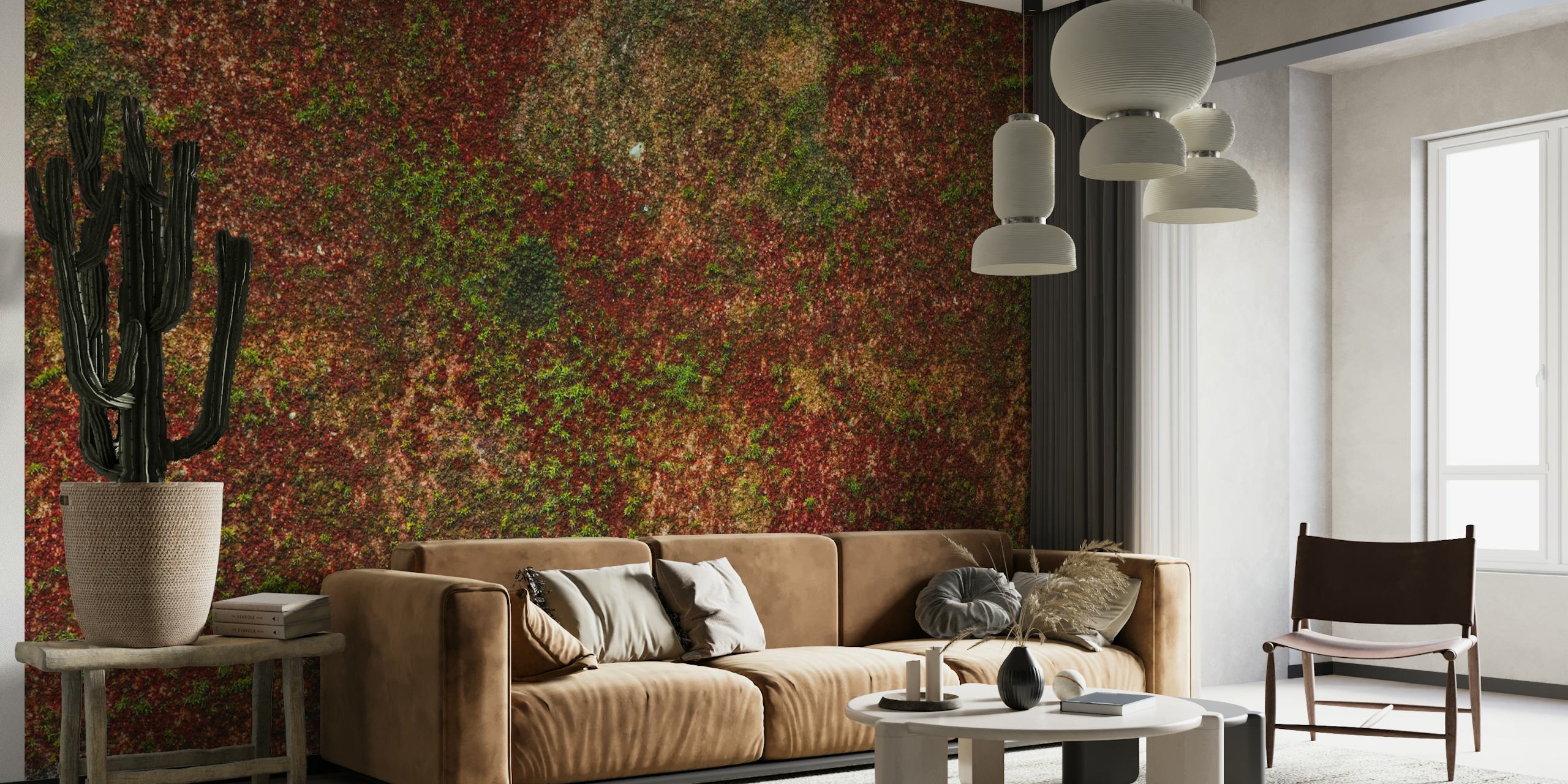 Wall with Red and Green Moss tapeta