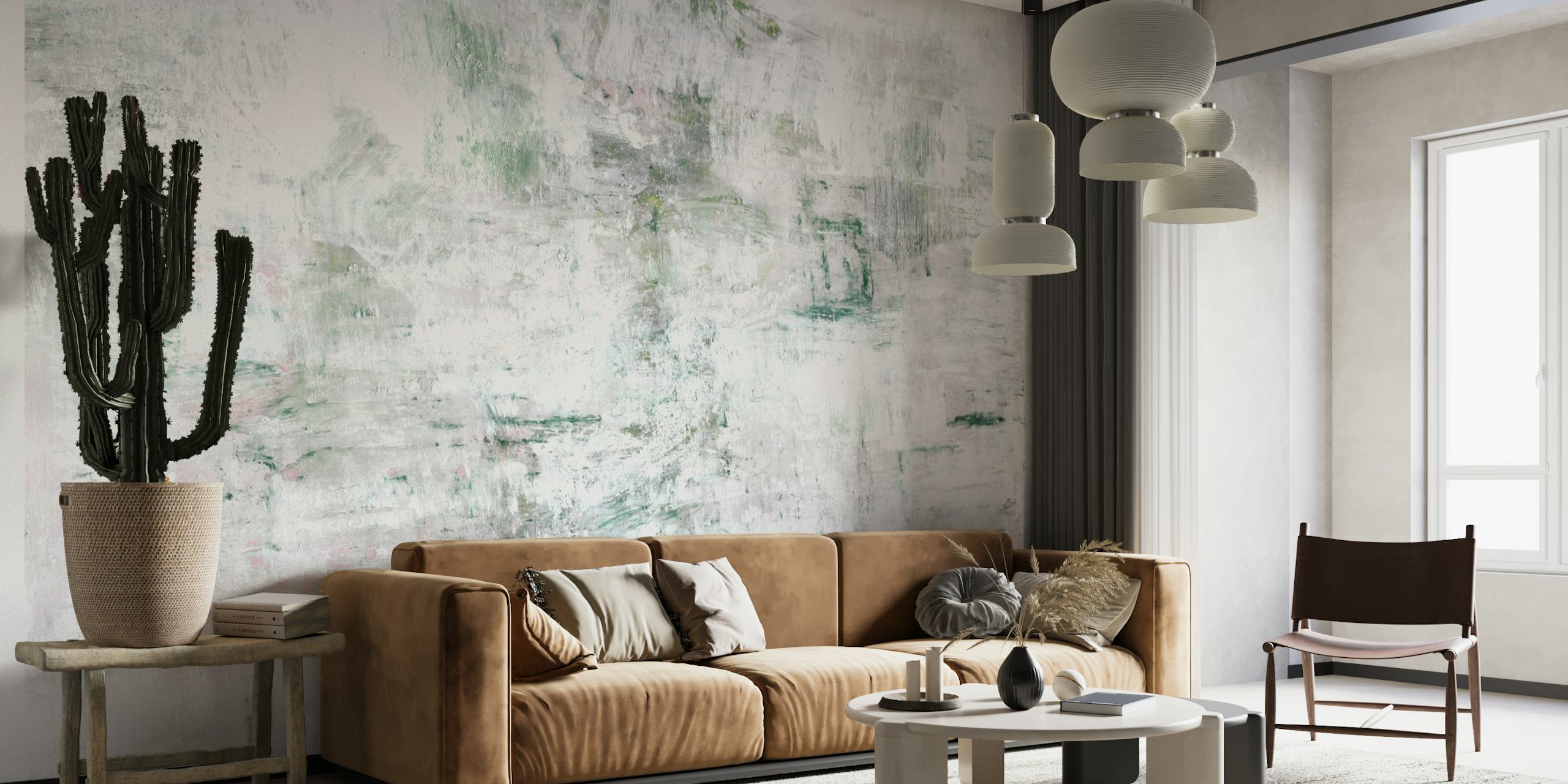 White concrete texture wall mural with subtle gray details