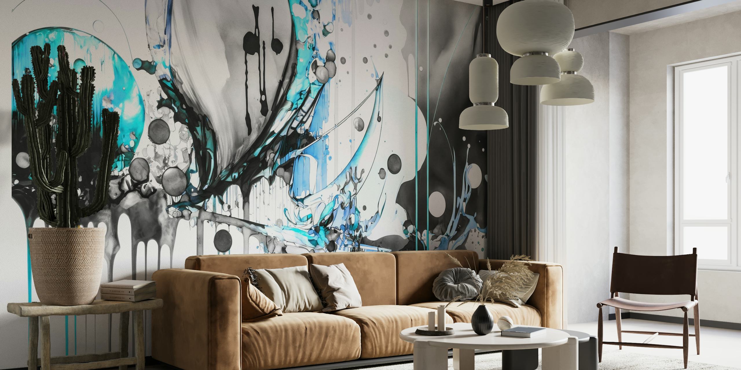 Abstract Modern Blue Art wallpaper
