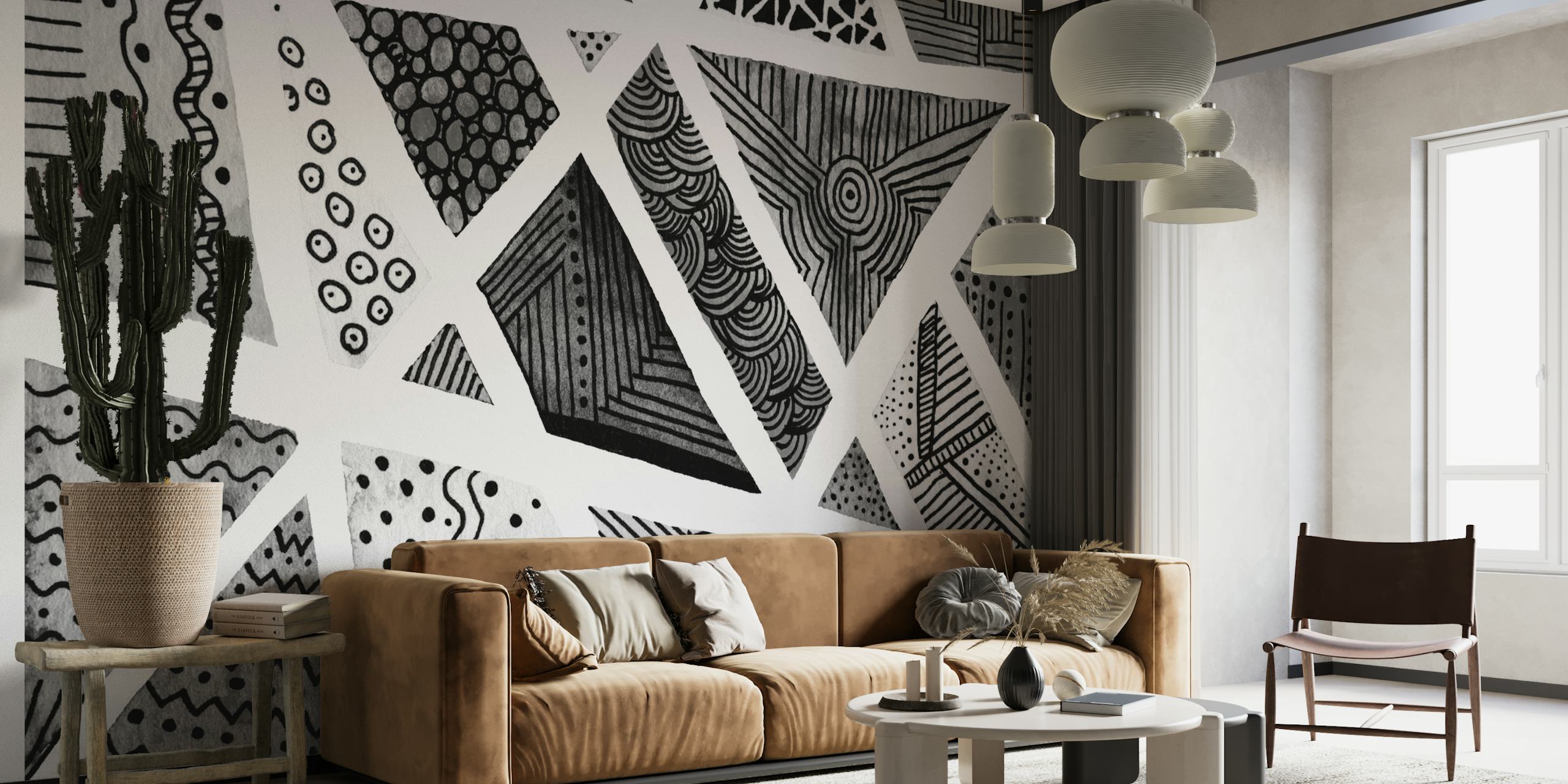 Black and white zentangle papel de parede