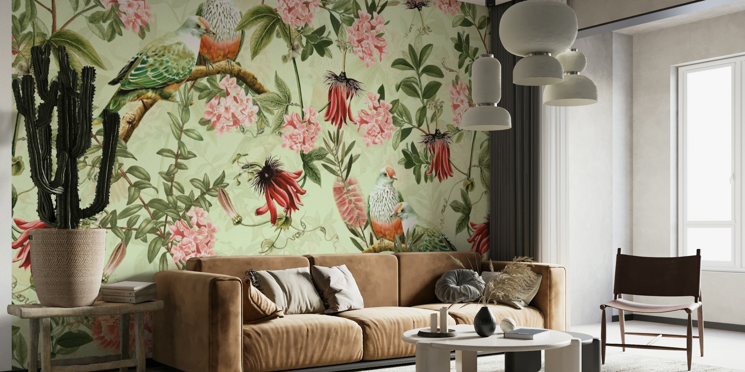 Exotic Birds And Passionflowers 1 wallpaper