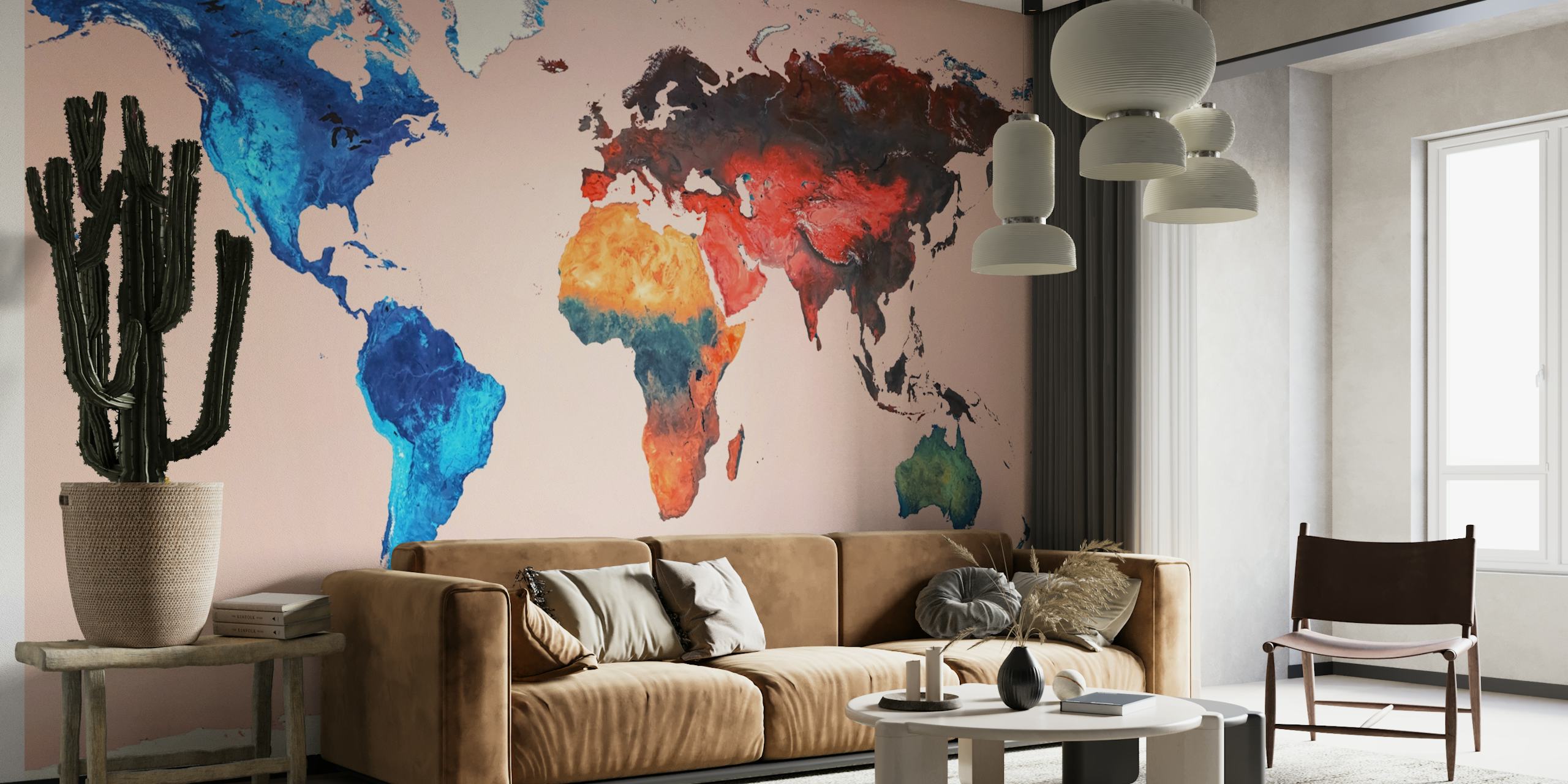 World colorful map papel pintado